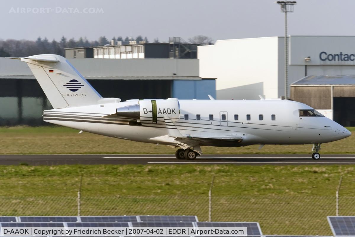 D-AAOK, 2004 Bombardier Challenger 604 (CL-600-2B16) C/N 5585, decelerating after touchdown