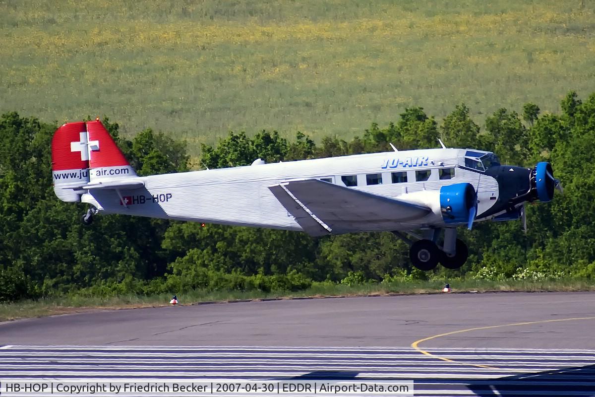 HB-HOP, 1939 Junkers Ju-52/3m g4e C/N 6610, moments prior touchdown