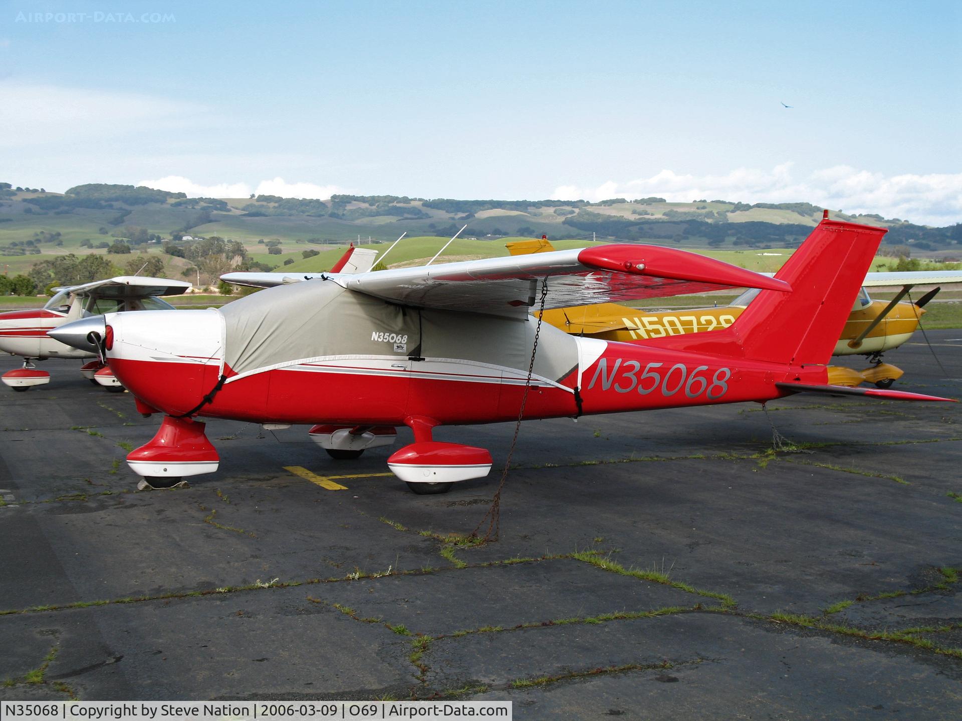 N35068, 1974 Cessna 177B Cardinal C/N 17702186, Locally-based and bright red 1974 Cessna 177B Cardinal with canopy cover @ Petaluma, CA