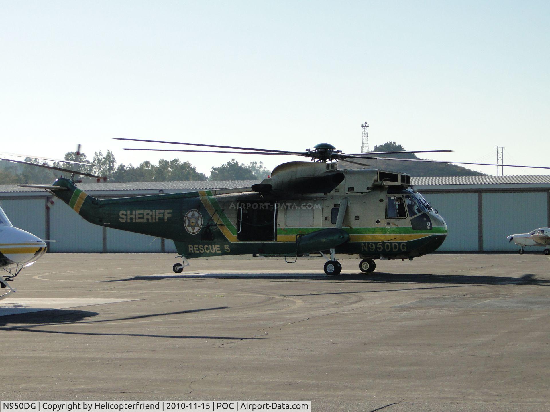 N950DG, Sikorsky UH-3H Sea King C/N 149724, Starting up to take off. 

149724 (UH-3H) SOC Nov 7, 2005. Registration N950DG reserved Oct 24, 2007, taken up Jan 16, 2008.