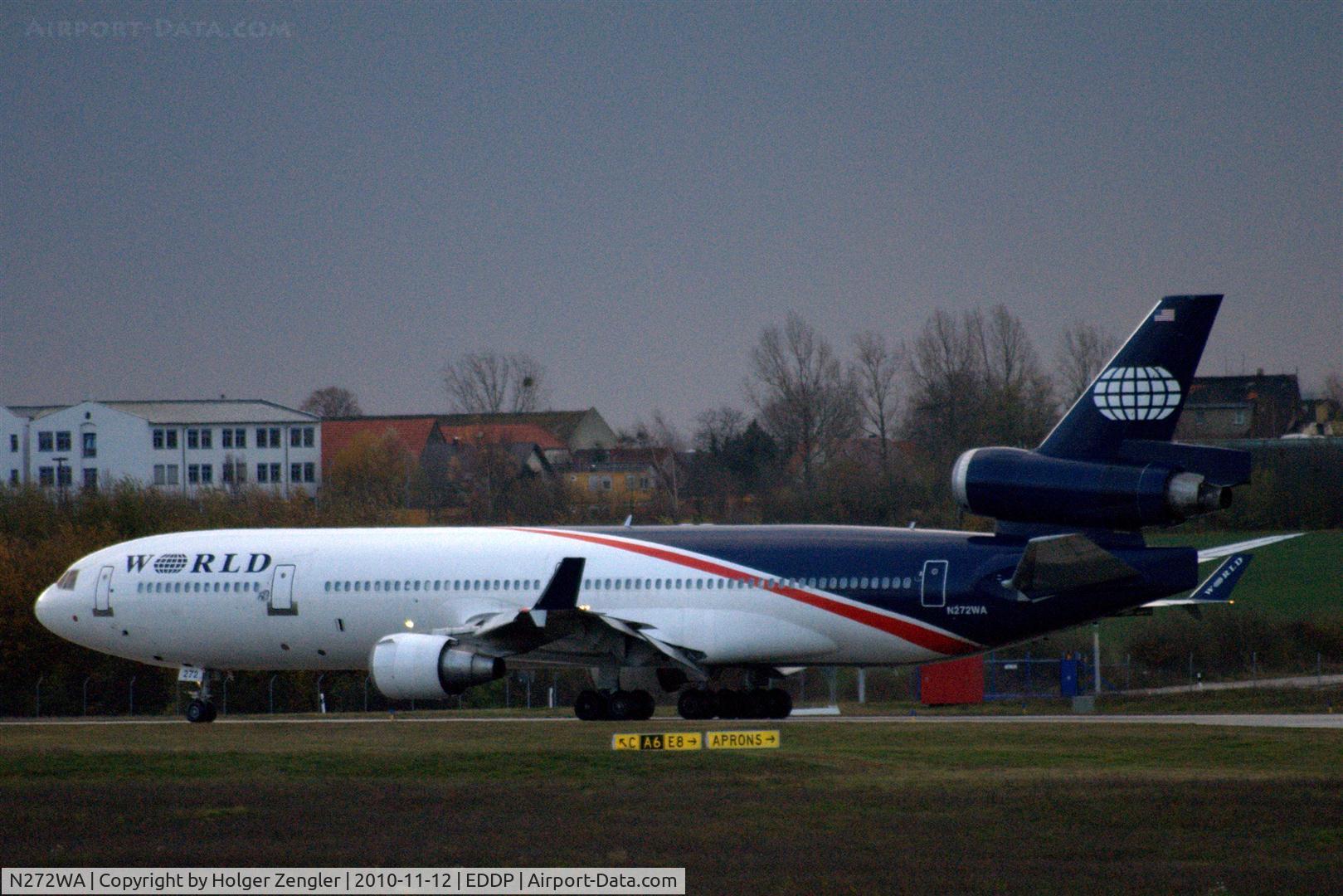 N272WA, 1992 McDonnell Douglas MD-11 C/N 48437, Taxiing to runway 26R for a take off to Middle East.