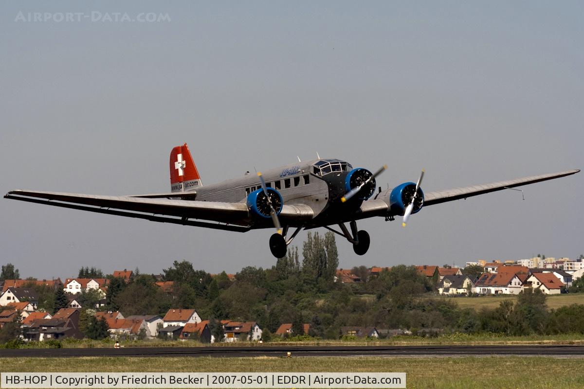 HB-HOP, 1939 Junkers Ju-52/3m g4e C/N 6610, moments prior touchdown