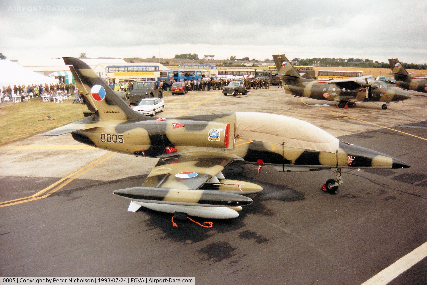 0005, Aero L-39MS Albatros C/N 040005, L-39MS Albatros of 1 Training Regiment of the Czech Air Force on the flight-line at the 1993 Intnl Air Tattoo at RAF Fairford.