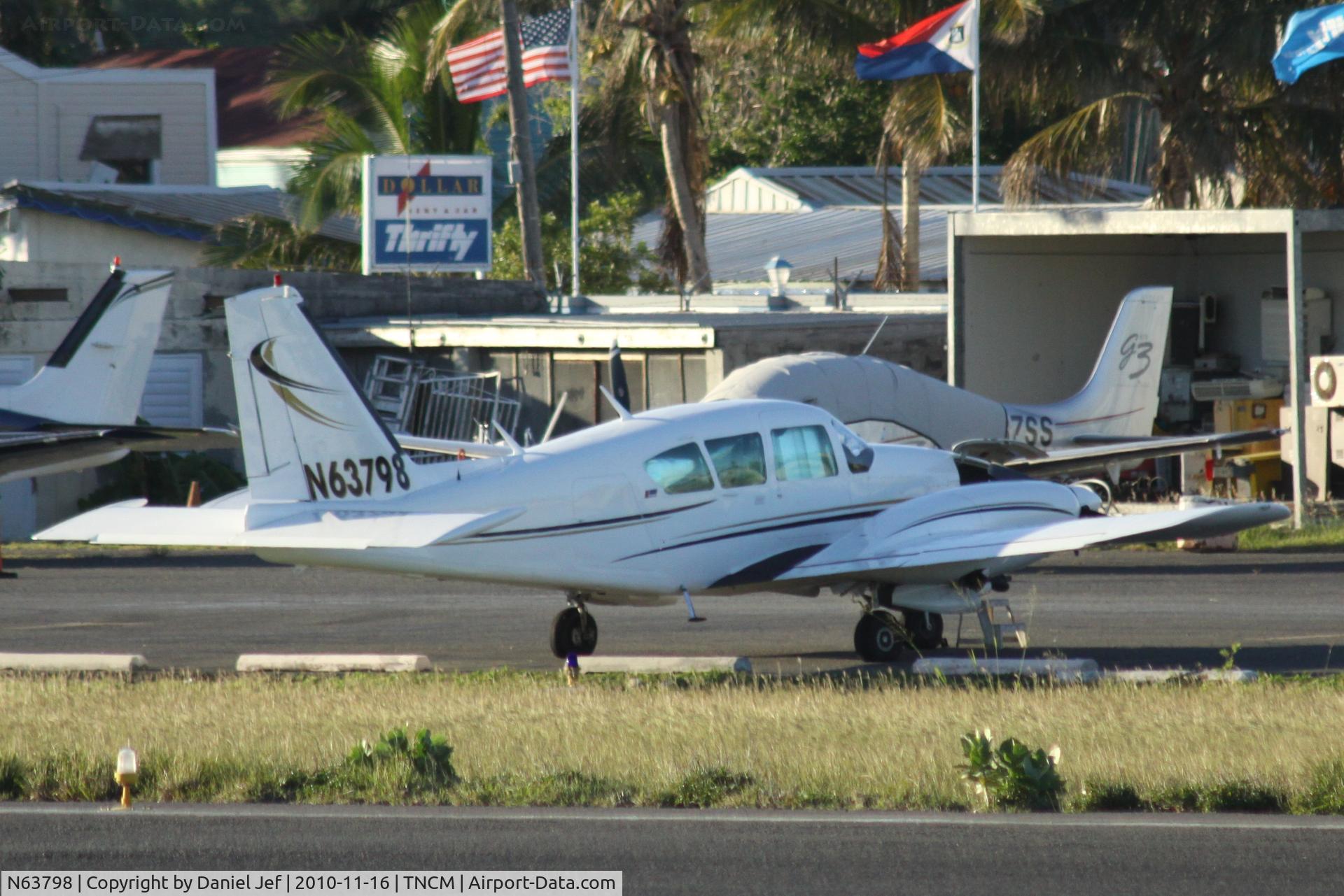 N63798, 1977 Piper PA-23-250 C/N 27-7754124, N63798 park at the east ramp at TNCM