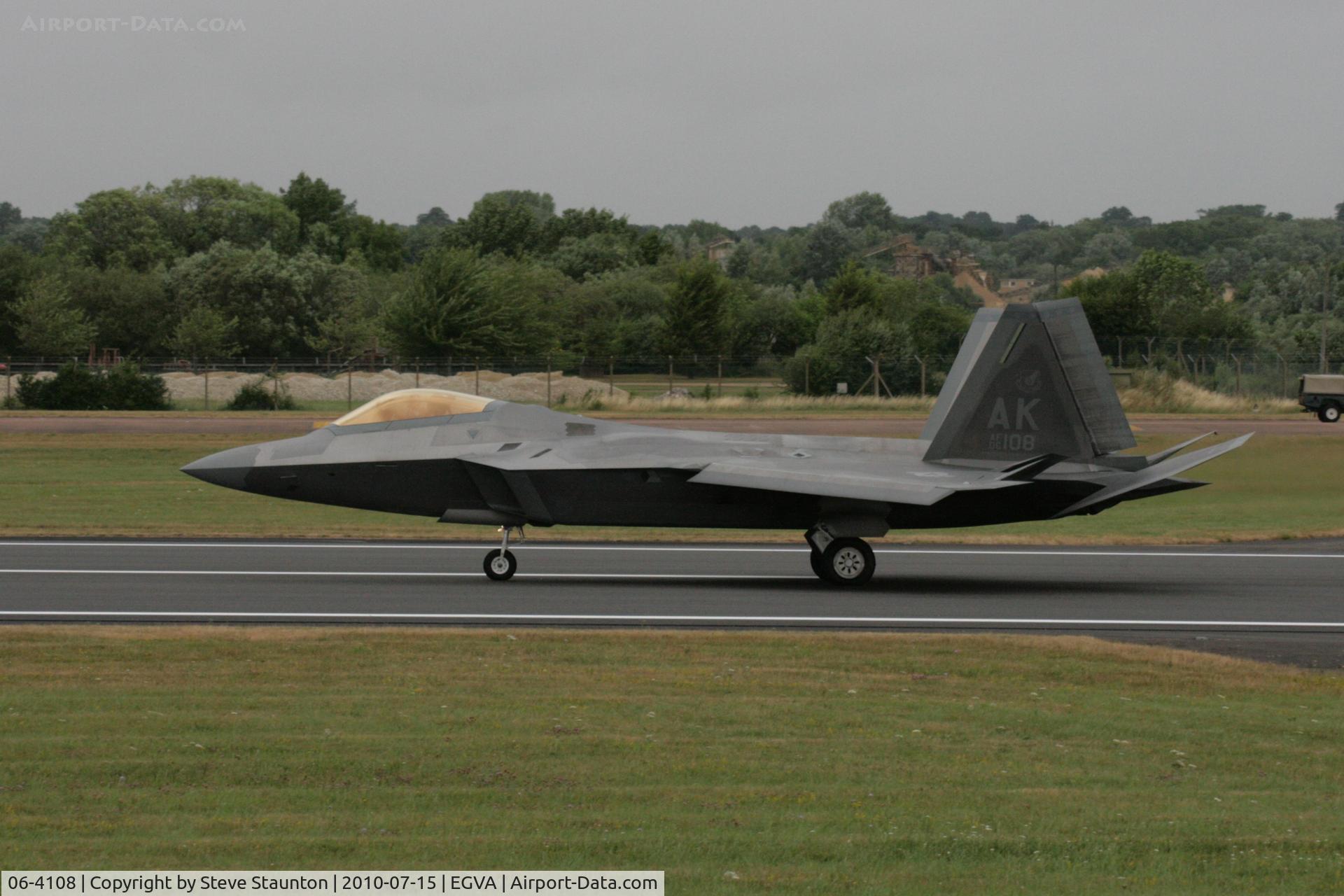 06-4108, Lockheed Martin F-22A Raptor C/N 4108, Taken at the Royal International Air Tattoo 2010