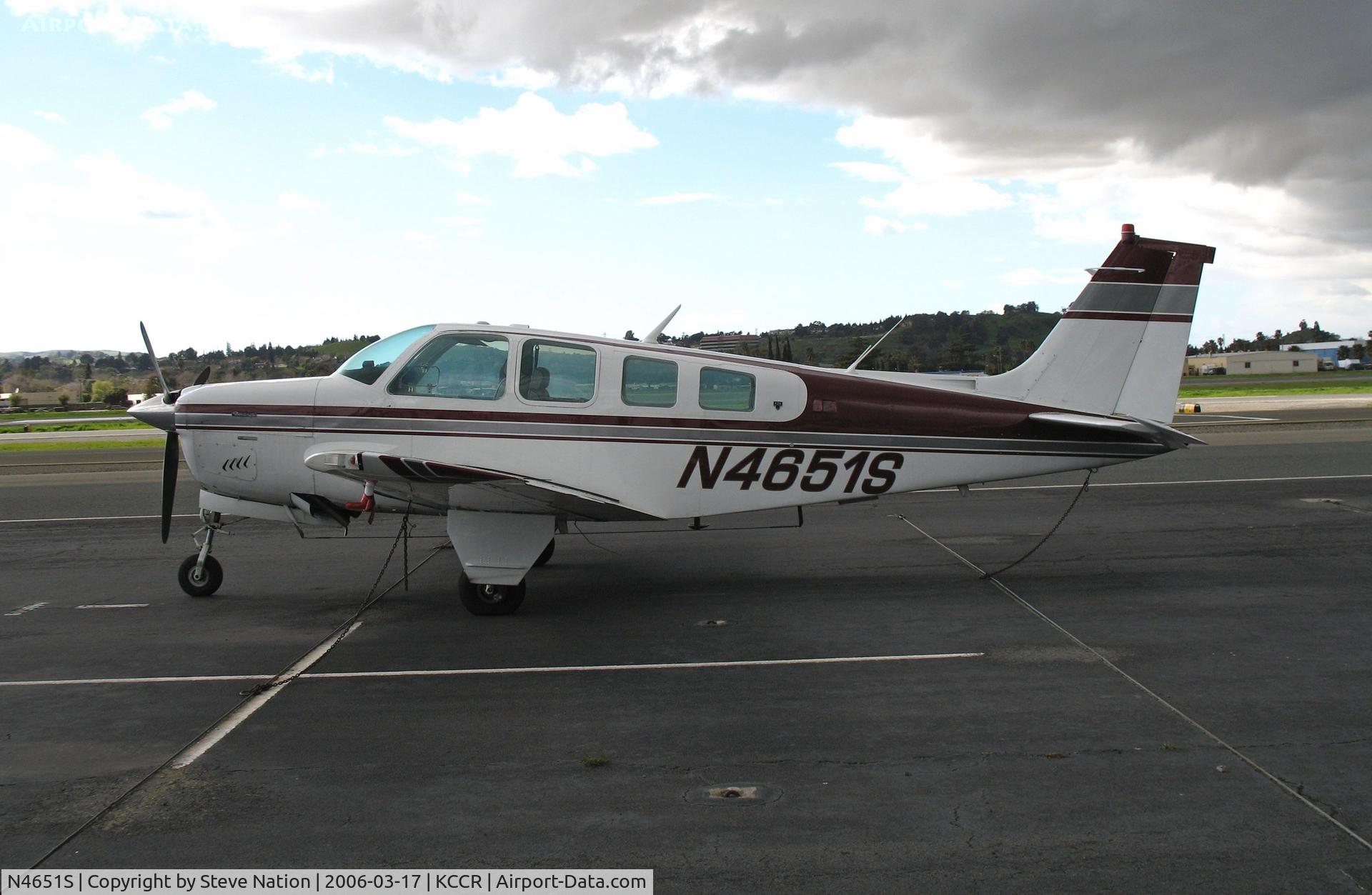 N4651S, 1975 Beech A36 Bonanza 36 C/N E-766, Locally-based 1975 Beech A36 @ Buchanan Field, Concord, CA just before a storm