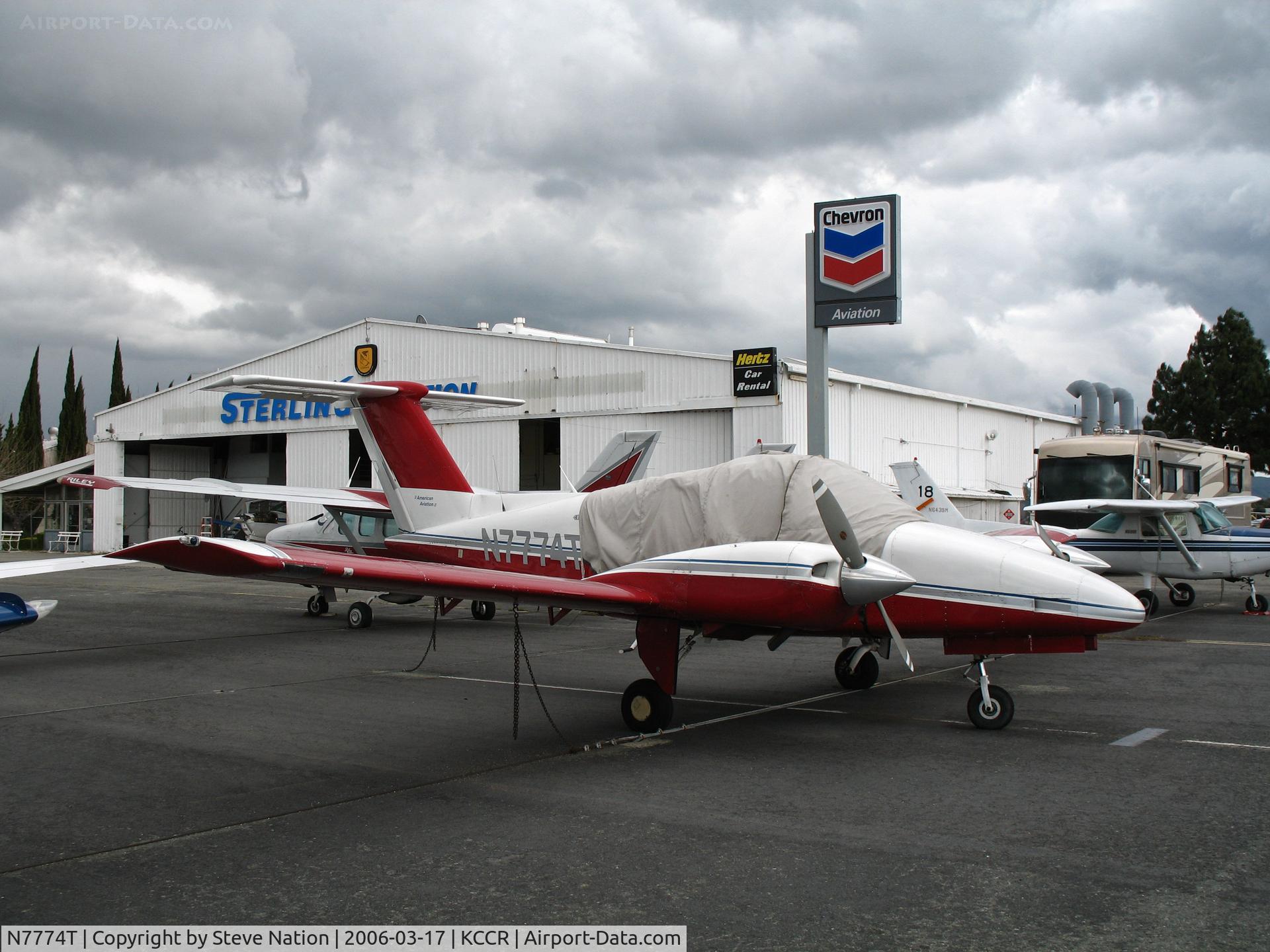 N7774T, 1979 Beech 76 Duchess C/N ME-191, 1979 Beech 76 buttoned-up @ Buchanan Field, Concord, CA just before a storm