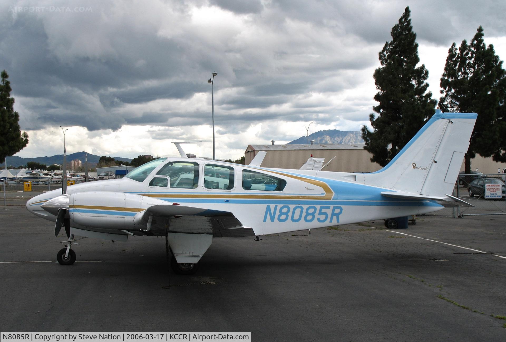 N8085R, 1969 Beech 95-B55 (T42A) Baron C/N TC-1246, 1969 Beech 95-B55 on visitor's ramp @ Buchanan Field, Concord, CA just before a storm