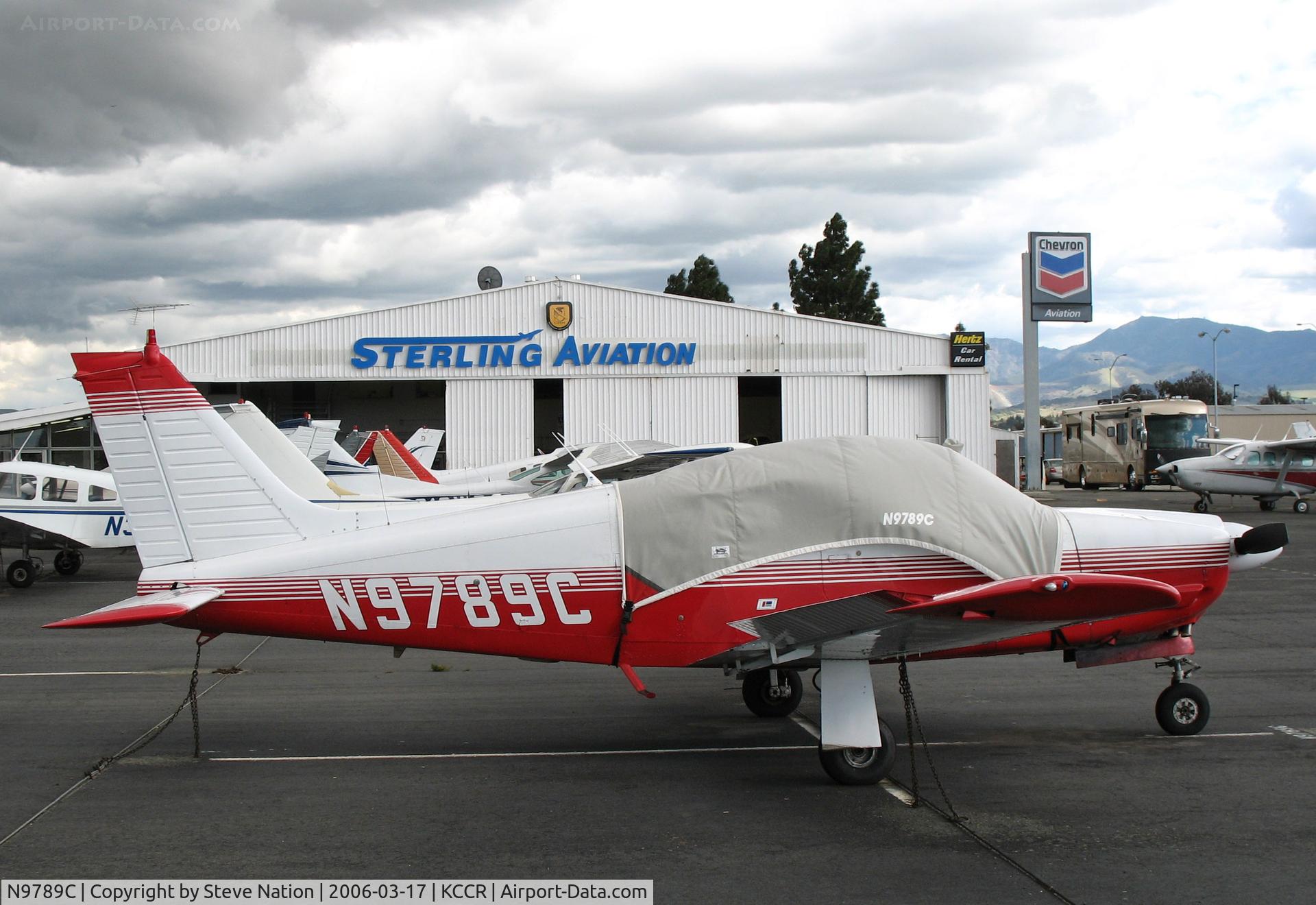 N9789C, 1978 Piper PA-28R-201 Cherokee Arrow III C/N 28R-7837221, Locally-based 1978 Piper PA-28R-201 buttoned-up @ Buchanan Field, Concord, CA just before a storm