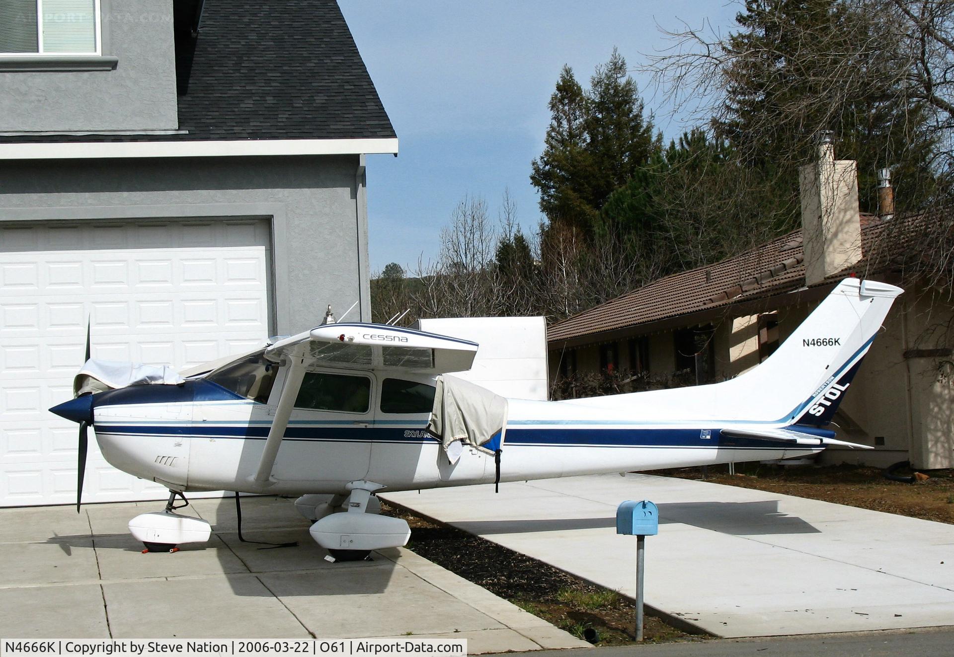 N4666K, 1975 Cessna 182P Skylane C/N 182-63667, Locally-based STOL-equipped Cessna 182 @ Cameron Airpark, CA (registration not in FAA records)