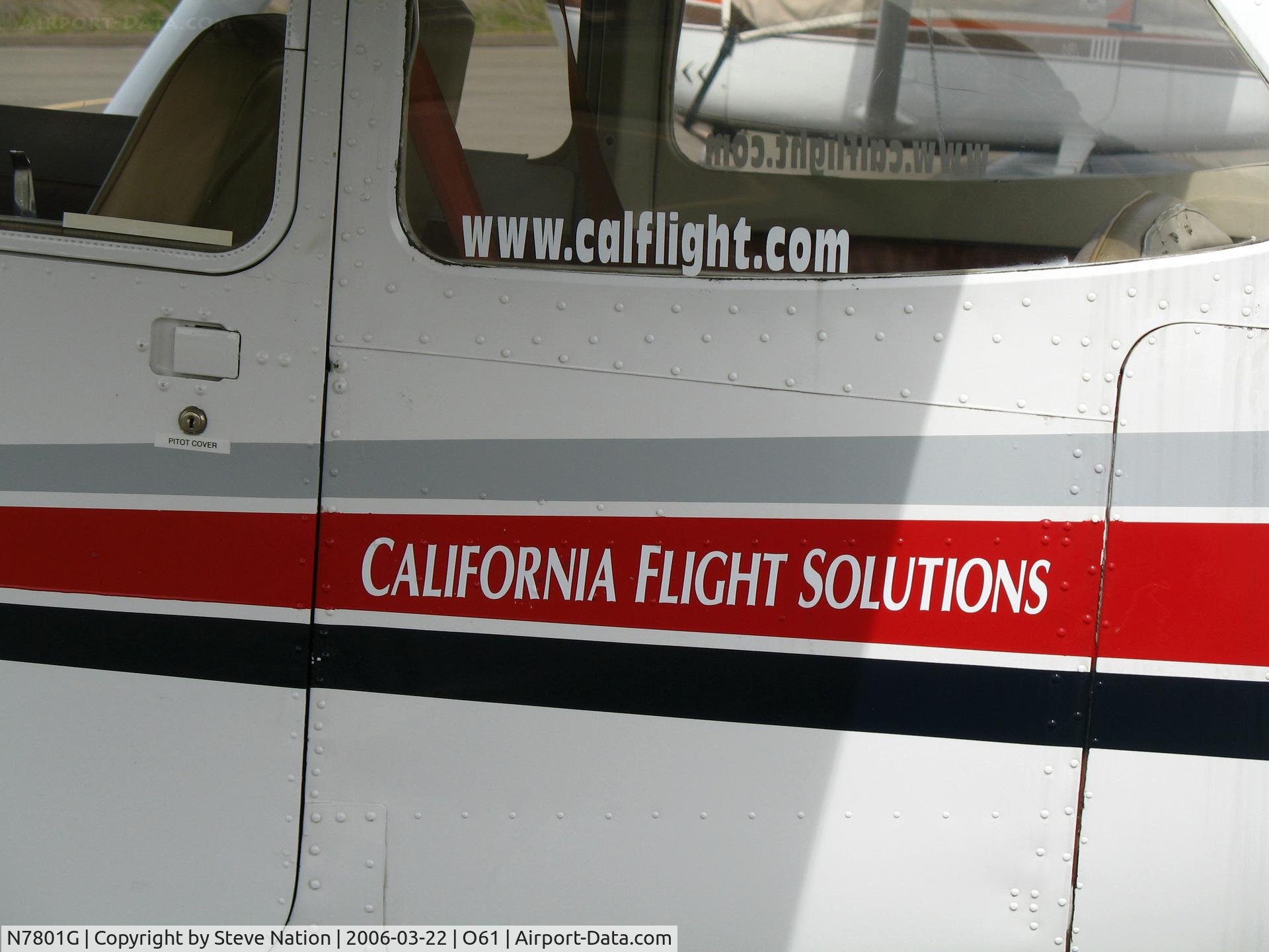 N7801G, 1970 Cessna 172L C/N 17259501, Locally-based 1970 Cessna 172L operating as California Flight Solutions (titles) CLOSE-UP @ Cameron Airpark, CA
