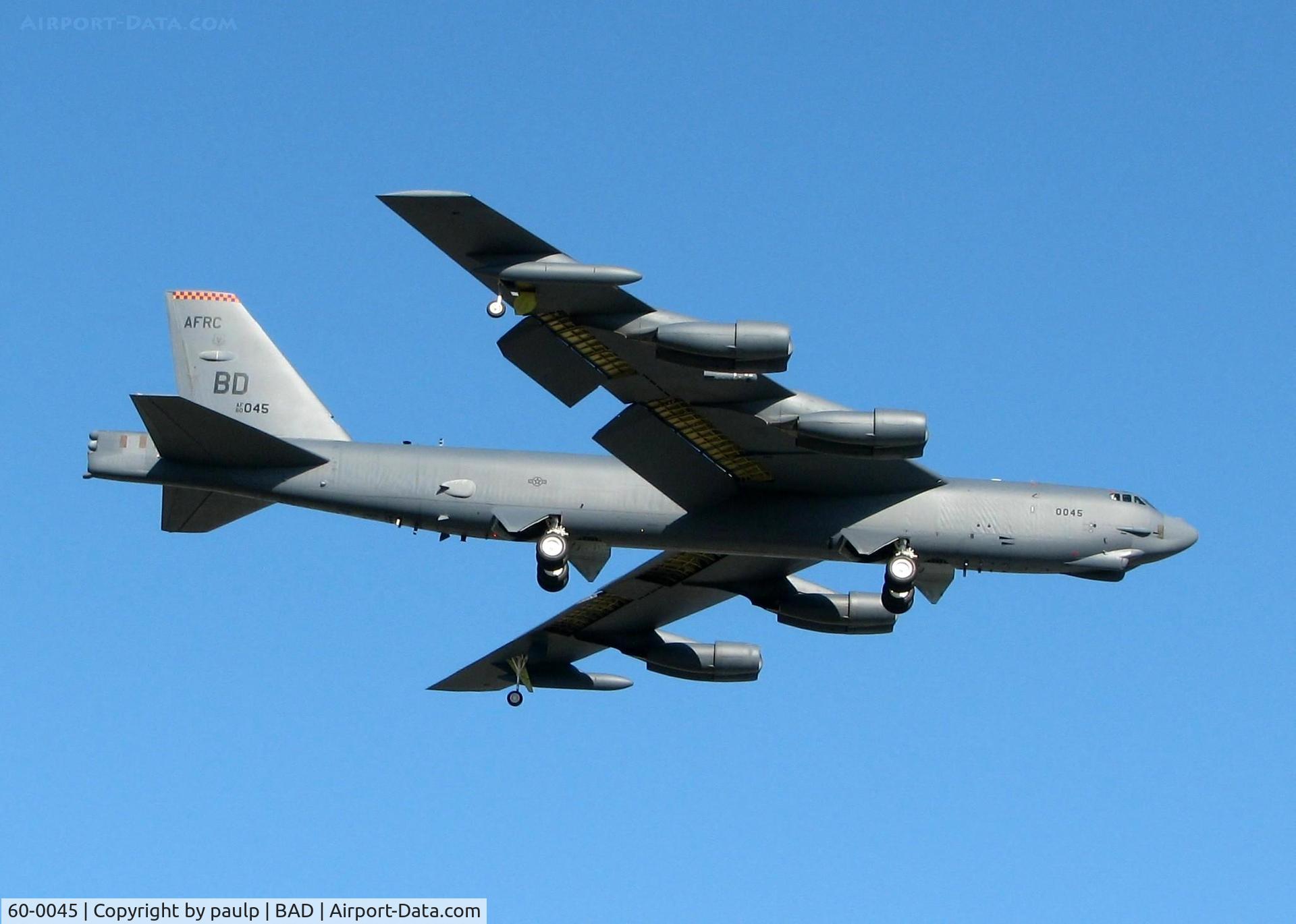 60-0045, 1960 Boeing B-52H Stratofortress C/N 464410, Landing at Barksdale Air Force Base.