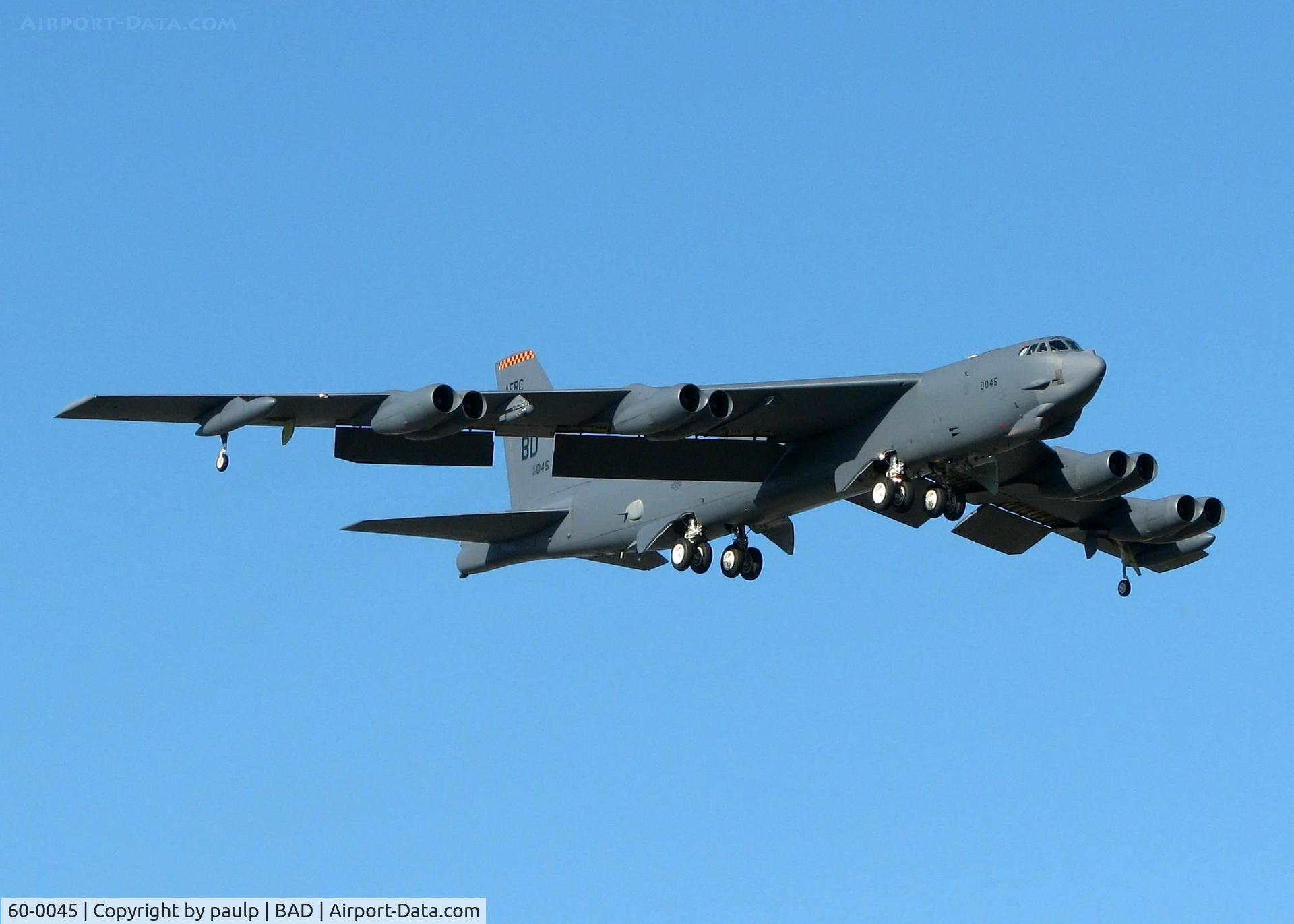 60-0045, 1960 Boeing B-52H Stratofortress C/N 464410, Landing at Barksdale Air Force Base.