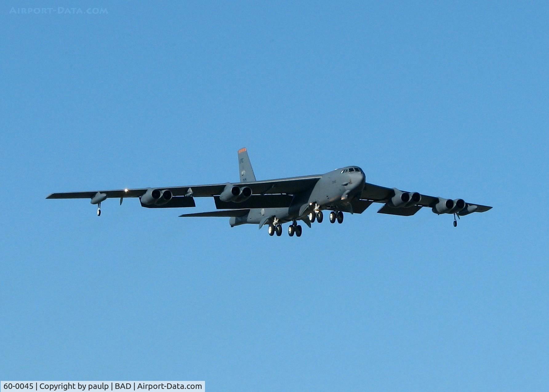 60-0045, 1960 Boeing B-52H Stratofortress C/N 464410, Landing at Barksdale Air Force Base.
