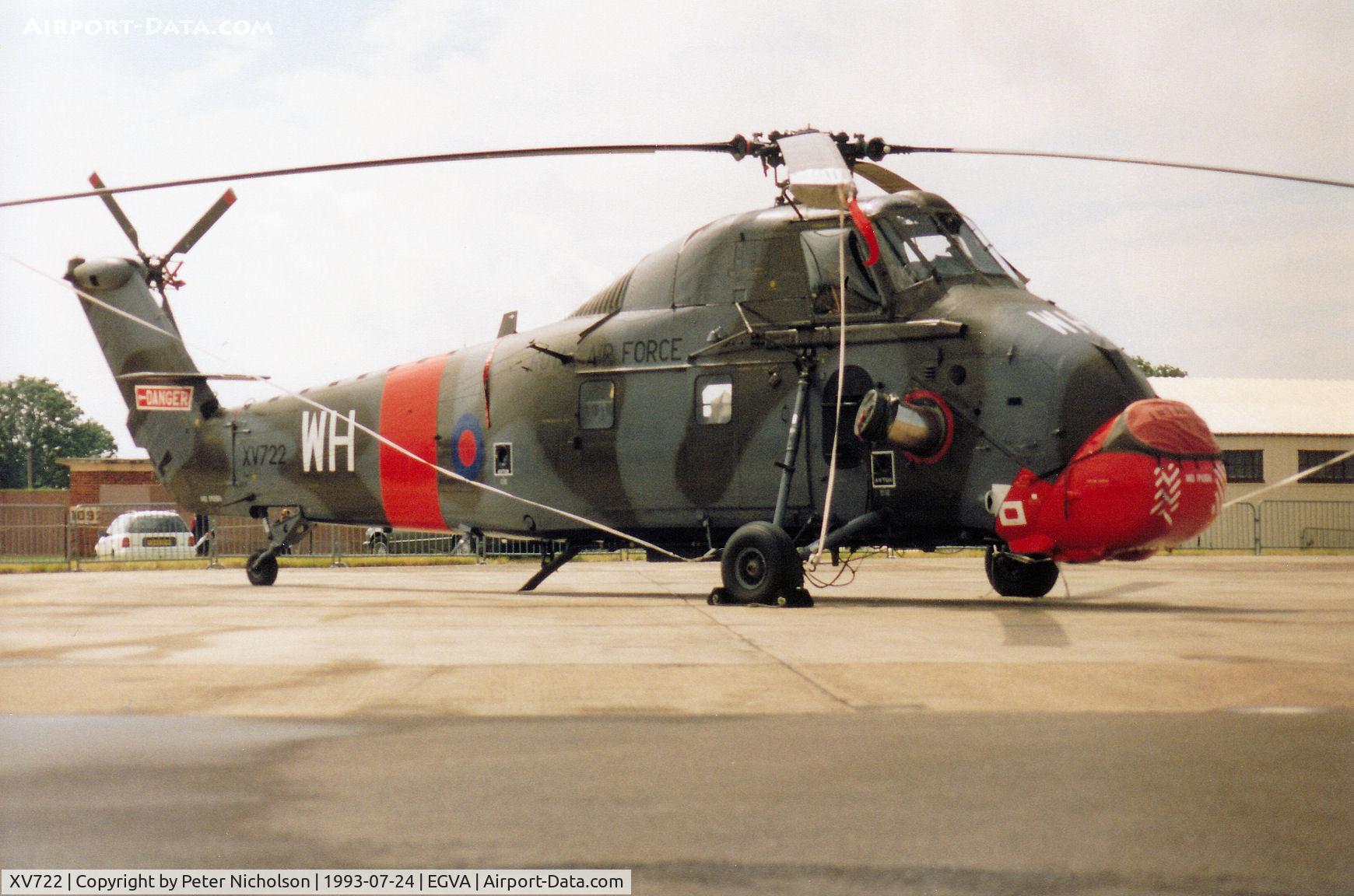XV722, 1968 Westland Wessex HC.2 C/N WA617, Wessex HC.2, callsign SYS 69, of 2 Flying Training School on display at the 1993 Intnl Air Tattoo at RAF Fairford.