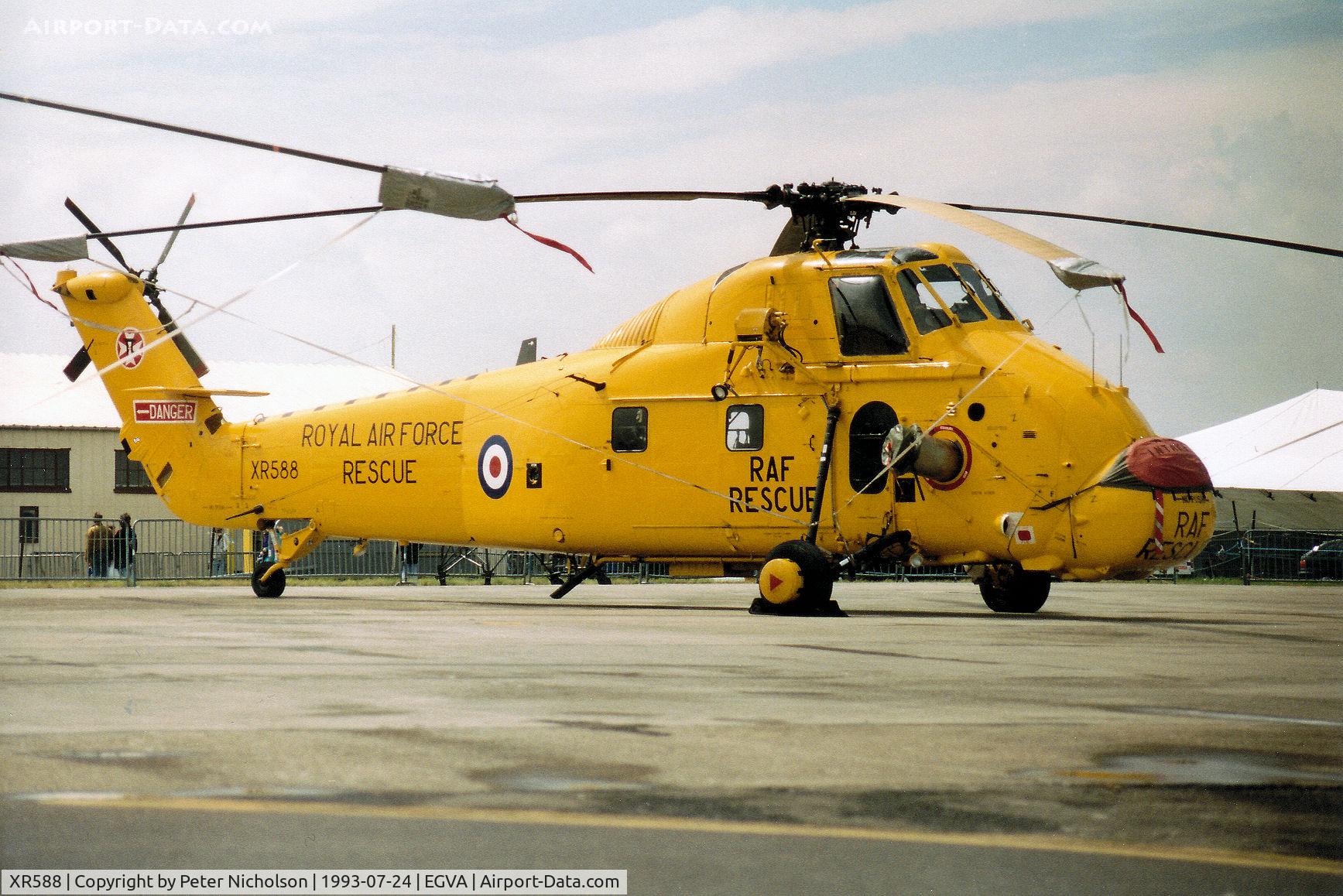 XR588, 1962 Westland Wessex HC.2 C/N WA121, Wessex HC.2, callsign VLL 92, of 22 Squadron on display at the 1993 Intnl Air Tattoo at RAF Fairford.