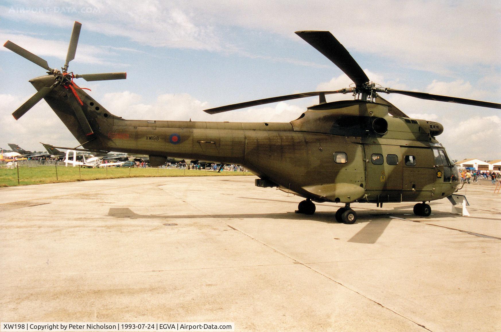 XW198, 1971 Westland Puma HC.1 C/N 1039/F9745, Puma HC.1 of 230 Squadron at RAF Aldergrove on display at the 1993 International Air Tattoo at RAF Fairford.