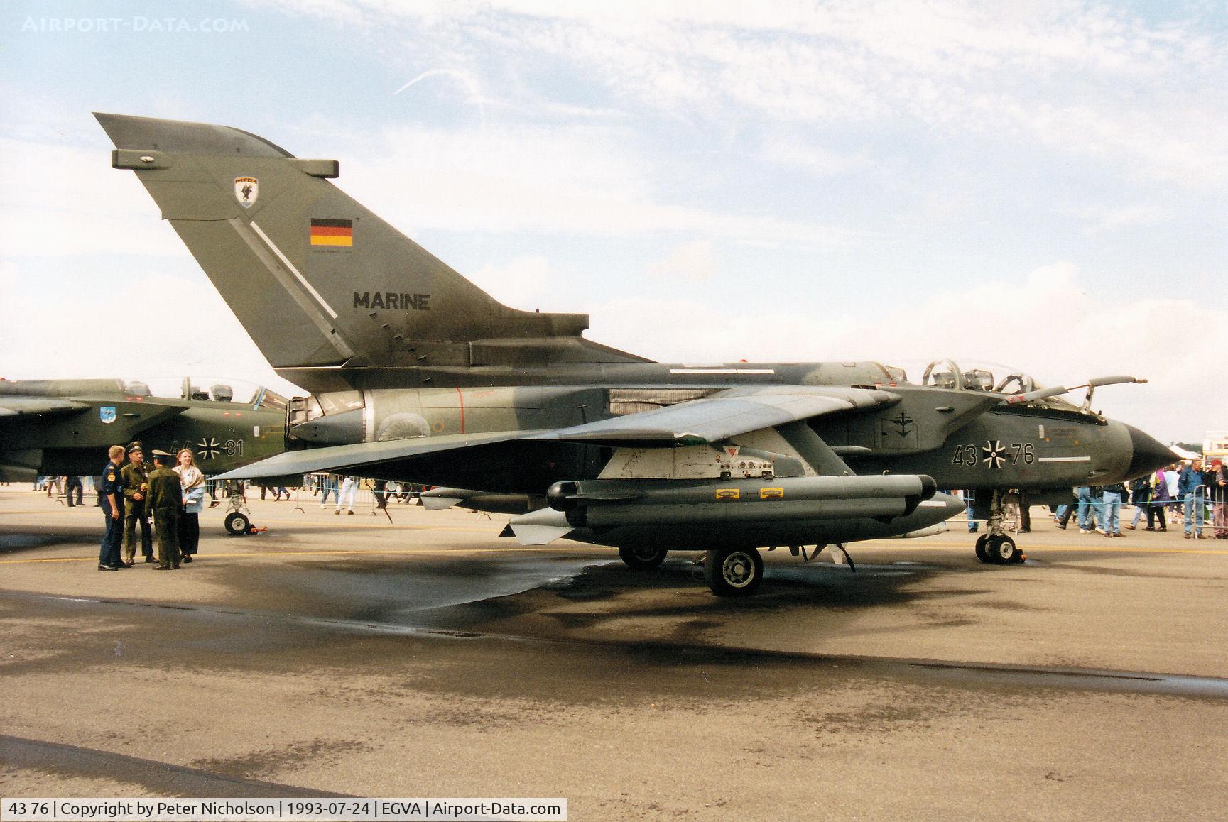 43 76, Panavia Tornado IDS C/N 198/GS049/4076, Tornado IDS, callsign German Navy 4591, of MFG-1 on display at the 1993 Intnl Air Tattoo atg RAF Fairford.