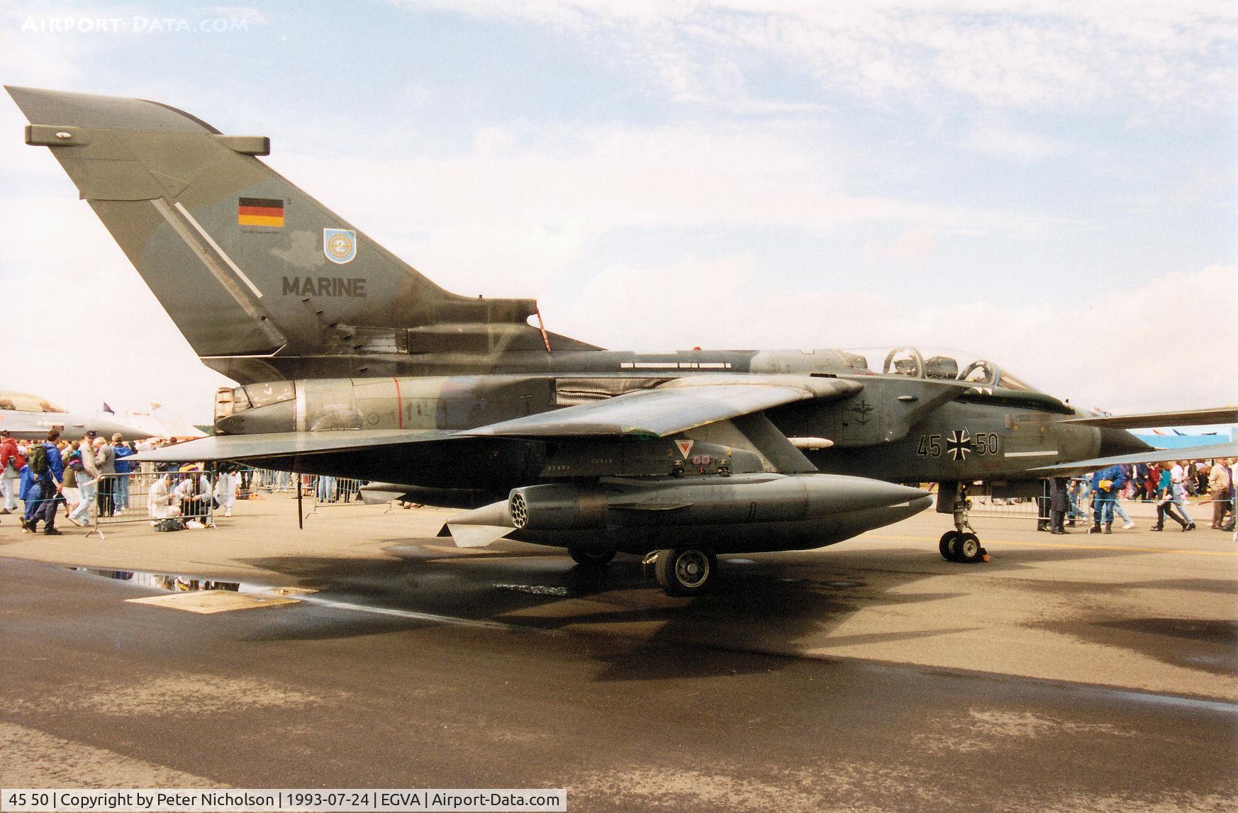 45 50, Panavia Tornado IDS C/N 625/GS198/4250, Tornado IDS, callsign German Navy 4699, of MFG-2 on display at the 1993 Intnl Air Tattoo at RAF Fairford.