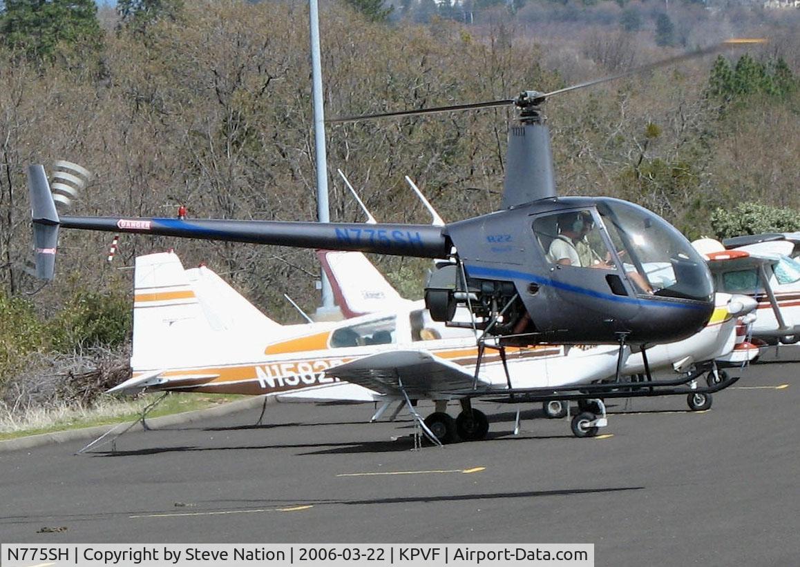 N775SH, 2004 Robinson R22 BETA C/N 3549, Silver State Helicopters 2004 Robinson R22 BETA in ground effect @ Placerville, CA (sold to National Aviation Logistics, Carson City, NV an exported to Australia on Nov 4, 2010)