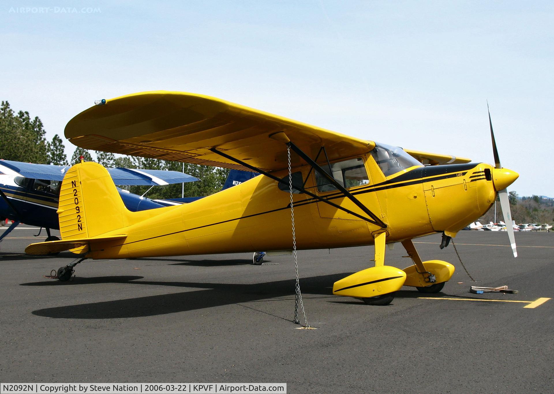 N2092N, 1947 Cessna 140 C/N 12328, Locally-based canary yellow 1947 Cessna 140 @ Placerville, CA (to owner in Carmel, IN by Aug 2008)