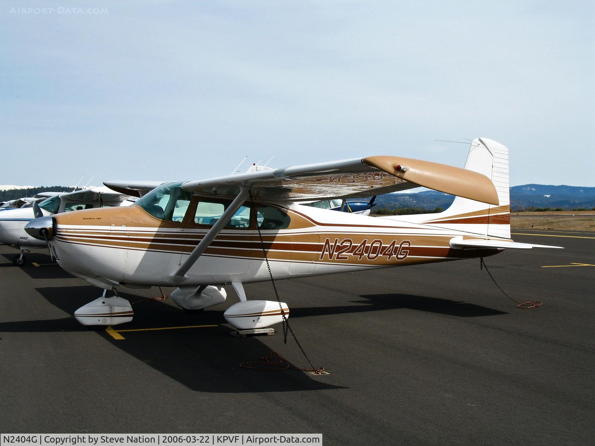 N2404G, 1958 Cessna 182B Skylane C/N 51704, Locally-based 1958 straight tail Cessna 182B with STOL wingtips @ Placerville, CA (force landing at El Dorado,CA into trees after engine failure on April 25, 2006; substantial damage, 2 serious injuries; canceled Nov 6, 2007)