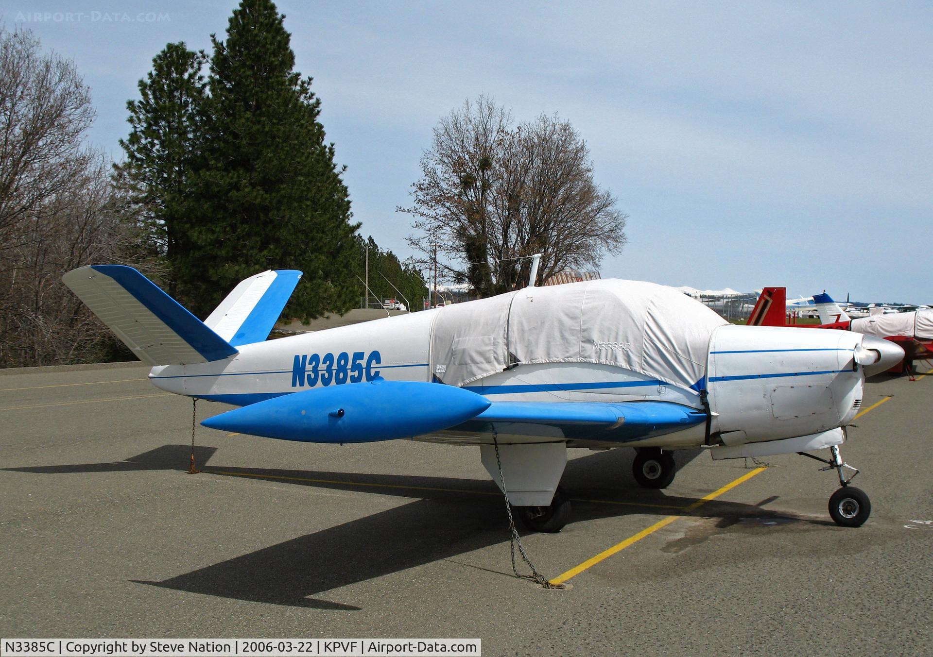 N3385C, 1955 Beech F35 Bonanza C/N D-4052, 1955 Beech F35 Bonanza with cockpit cover and tip tanks @ Placerville, CA