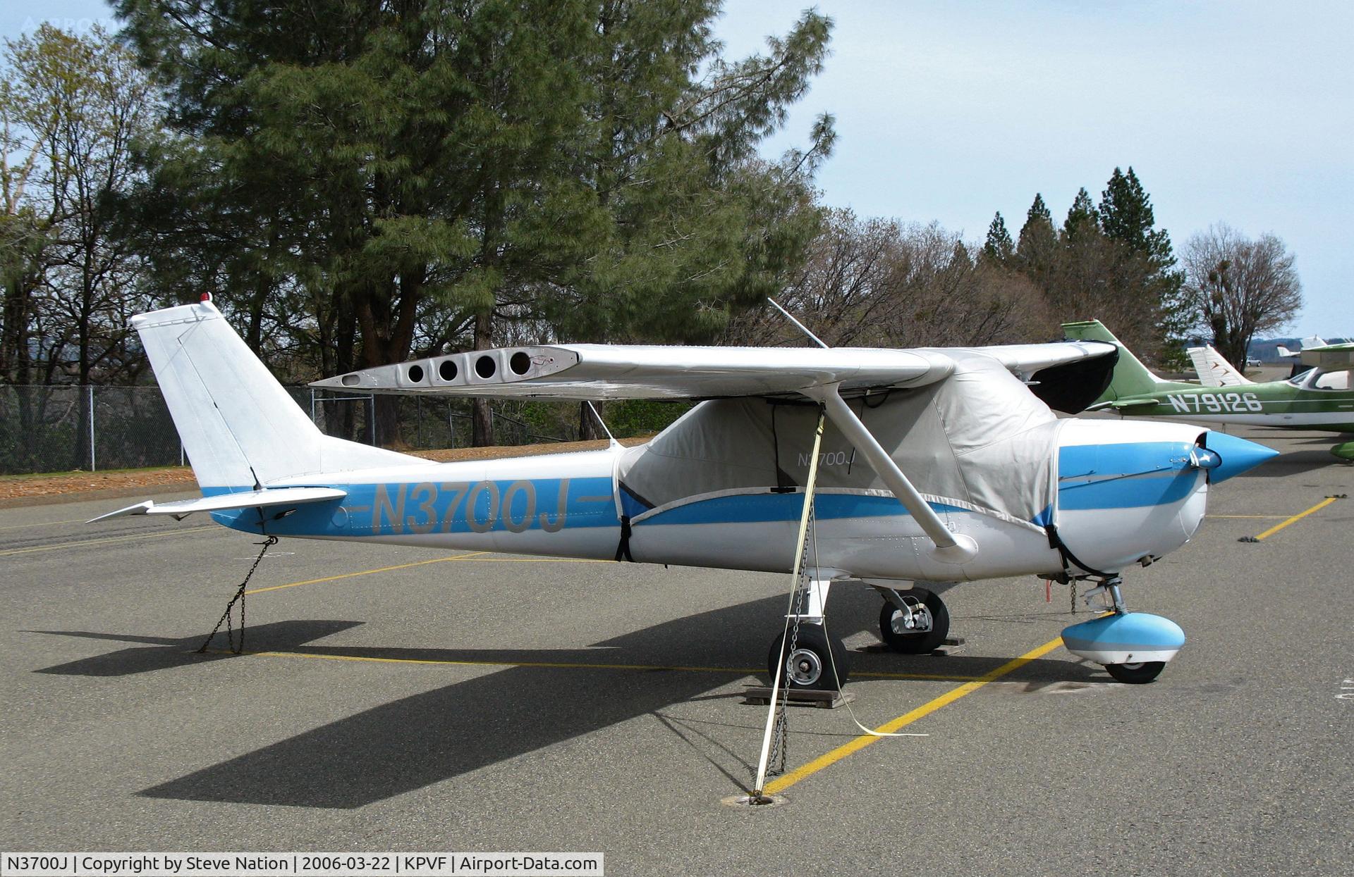 N3700J, 1966 Cessna 150G C/N 15065000, Locally-based 1966 Cessna 150G with cockpit cover and missing wing tip @ Placerville, CA