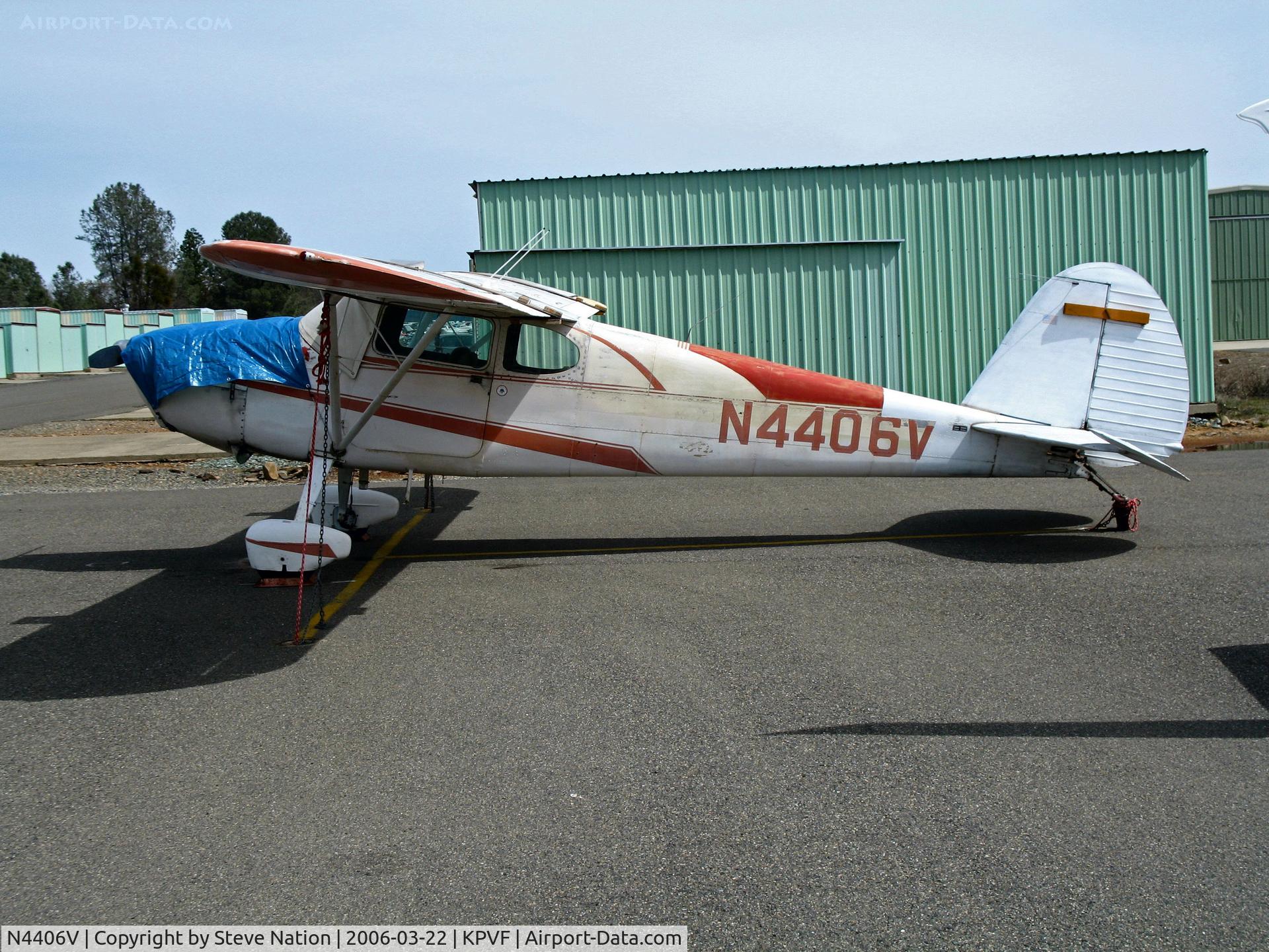 N4406V, 1948 Cessna 170 C/N 18539, 1948 Cessna 170 with blue hefty bag over engine @ Placerville, CA