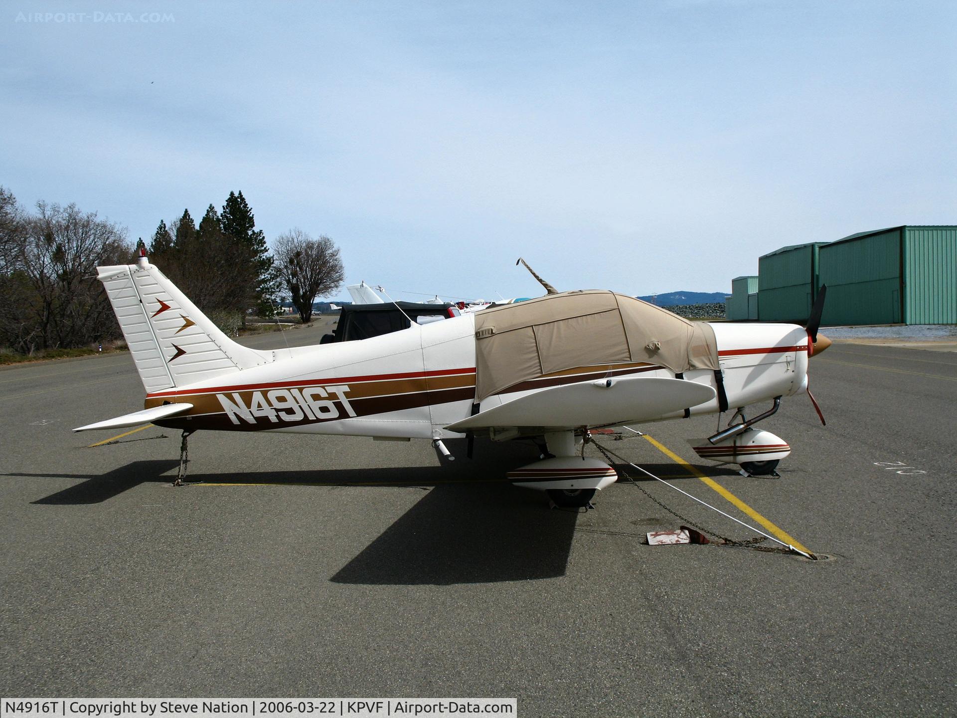 N4916T, 1972 Piper PA-28-140 C/N 28-7225281, Locally-based 1972 Piper PA-28-140 with cockpit cover  @ Placerville, CA