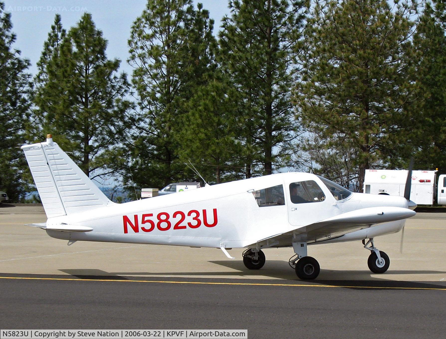 N5823U, 1970 Piper PA-28-140 C/N 28-26654, Locally-based all white 1970 Piper PA-28-140 taxis @ Placerville, CA