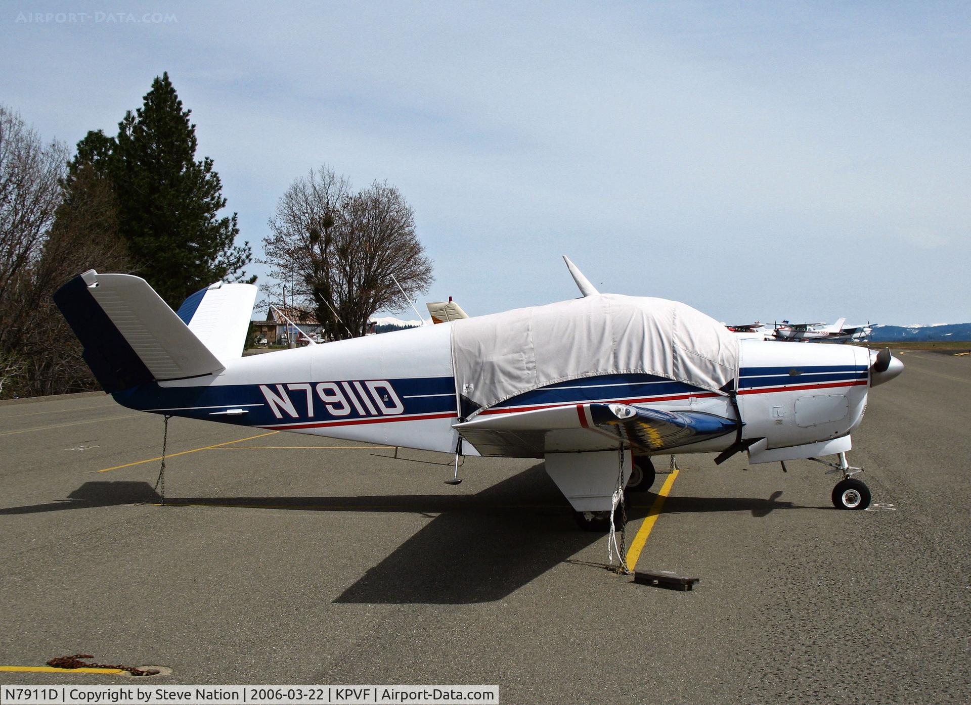 N7911D, 1957 Beech H35 Bonanza C/N D-5145, Locally-based 1957 Beech H35 Bonanza with cockpit cover @ Placerville, CA
