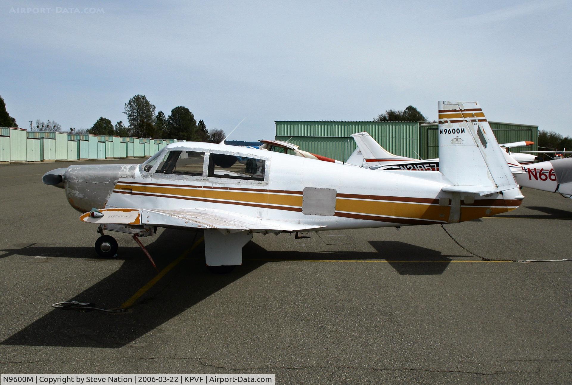 N9600M, 1966 Mooney M20F Executive C/N 670177, Locally-based 1966 Mooney M20F with numerous patches @ Placerville, CA