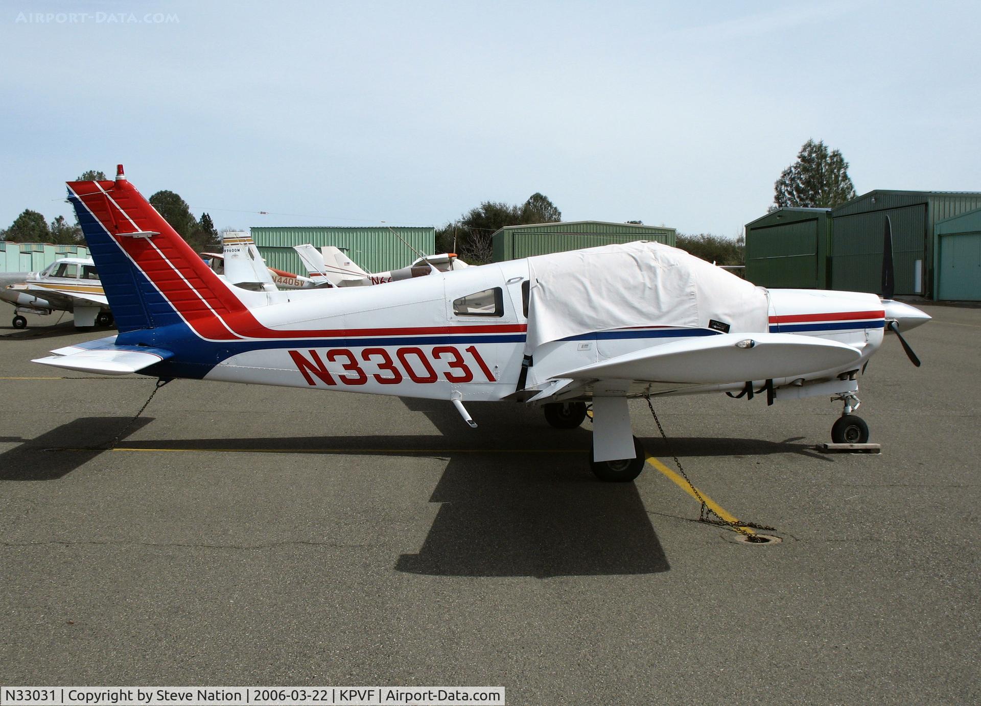 N33031, 1975 Piper PA-28R-200 C/N 28R-7535108, Locally-based 1975 Piper PA-28R-200 with cockpit cover @ Placerville, CA