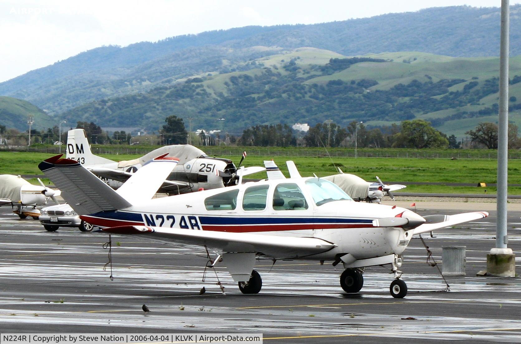 N224R, 1964 Beech S35 Bonanza C/N D-7438, Locally-based 1964 Beech S35 Bonanza @ Livermore, CA after the rain (to new owner in Corinth, TX by April 2007)