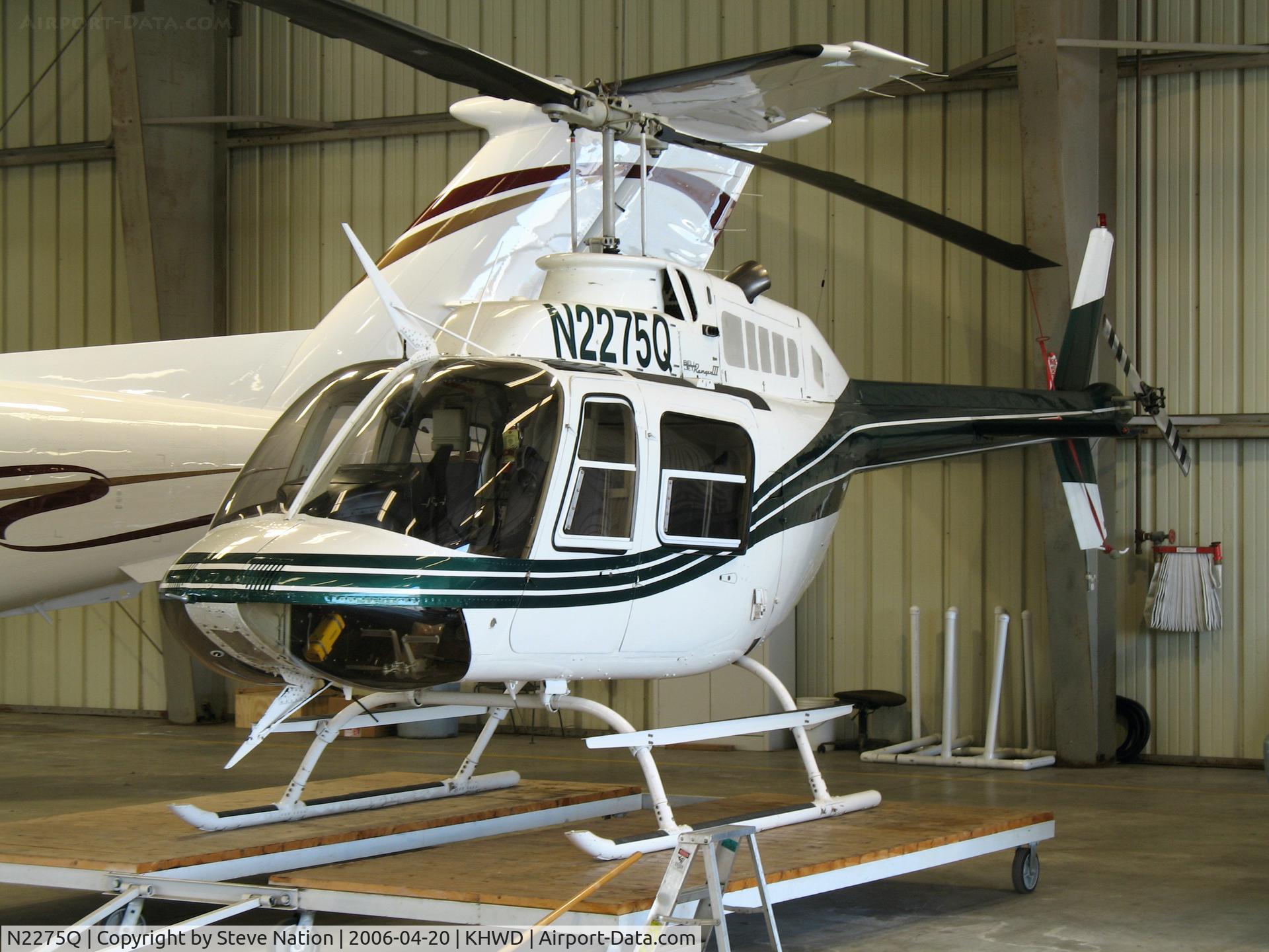 N2275Q, 1982 Bell 206B JetRanger III C/N 3625, Hangar shot of 1982 ell 206B @ Hayward, CA