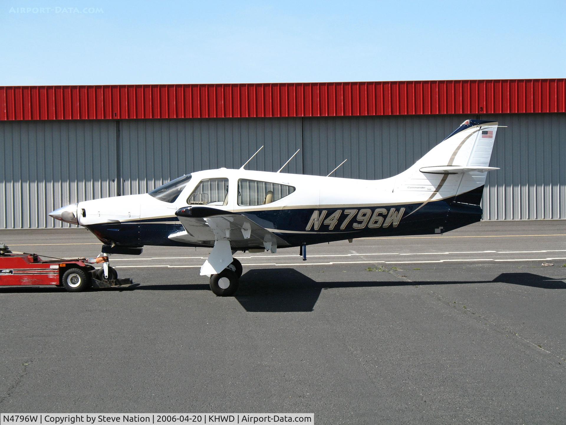 N4796W, 1976 Rockwell International 114 Commander C/N 14116, 1976 Rockwell Intl 114 getting a push @ Hayward, CA