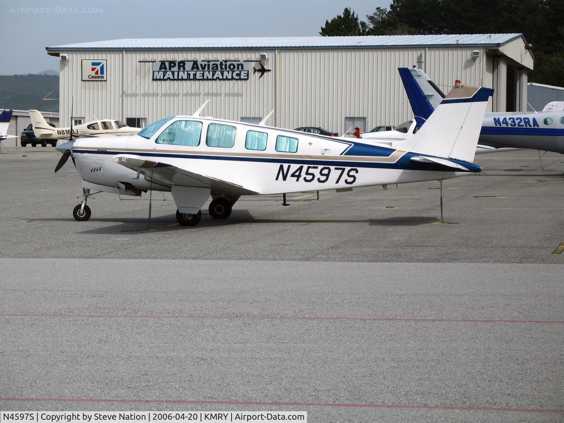 N4597S, 1975 Beech A36 Bonanza 36 C/N E-757, 1975 Beech A36 Bonanza @ Monterey Penisula Airport, CA