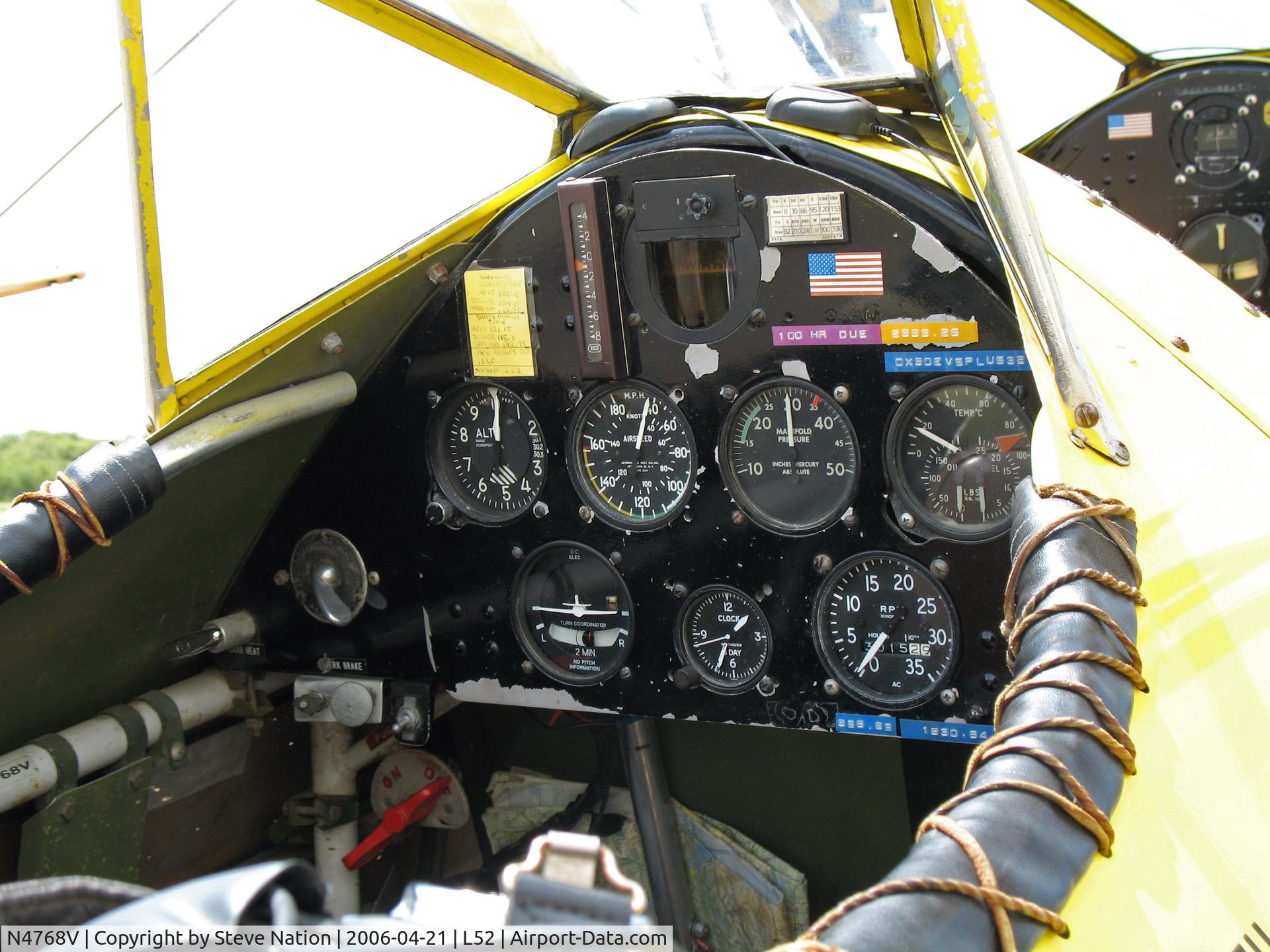 N4768V, Boeing E75 C/N 75-5737, Close-up of cockpit Aircamp Biplane Rides Boeing E75 @ Oceano County Airport, CA