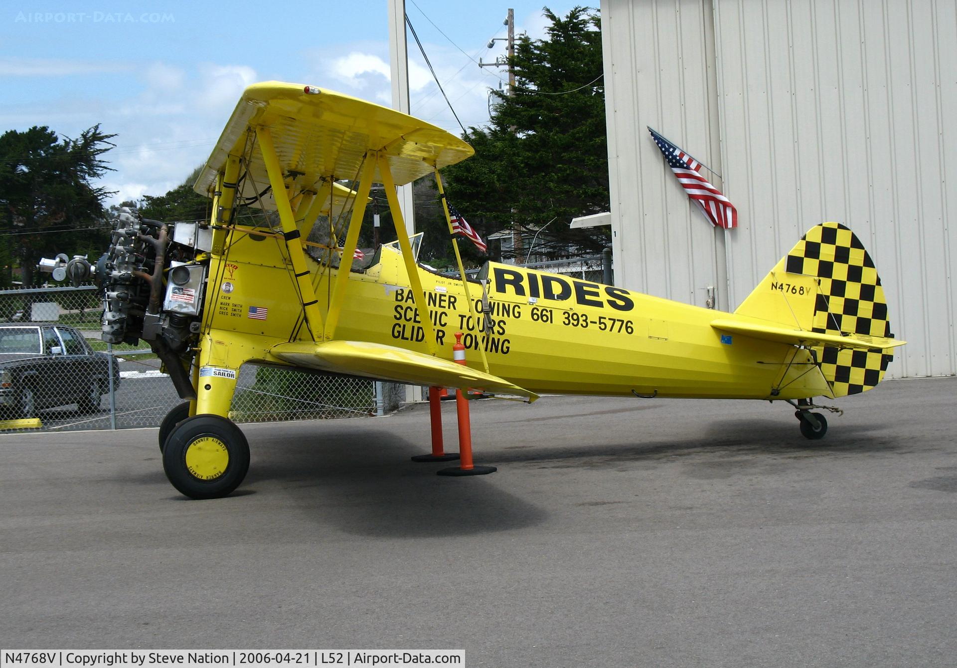 N4768V, Boeing E75 C/N 75-5737, Aircamp Biplane Rides Boeing E75 @ Oceano County Airport, CA