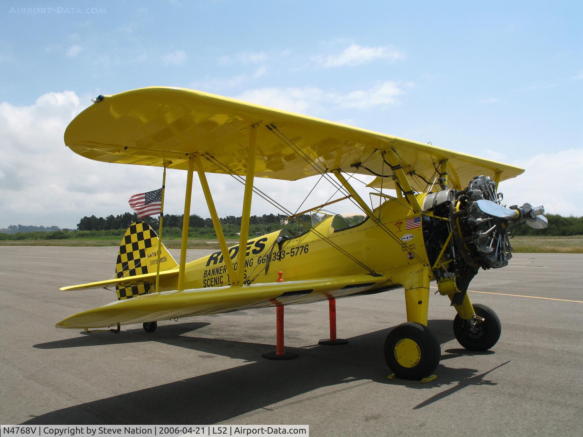 N4768V, Boeing E75 C/N 75-5737, Aircamp Biplane Rides Boeing E75 @ Oceano County Airport, CA
