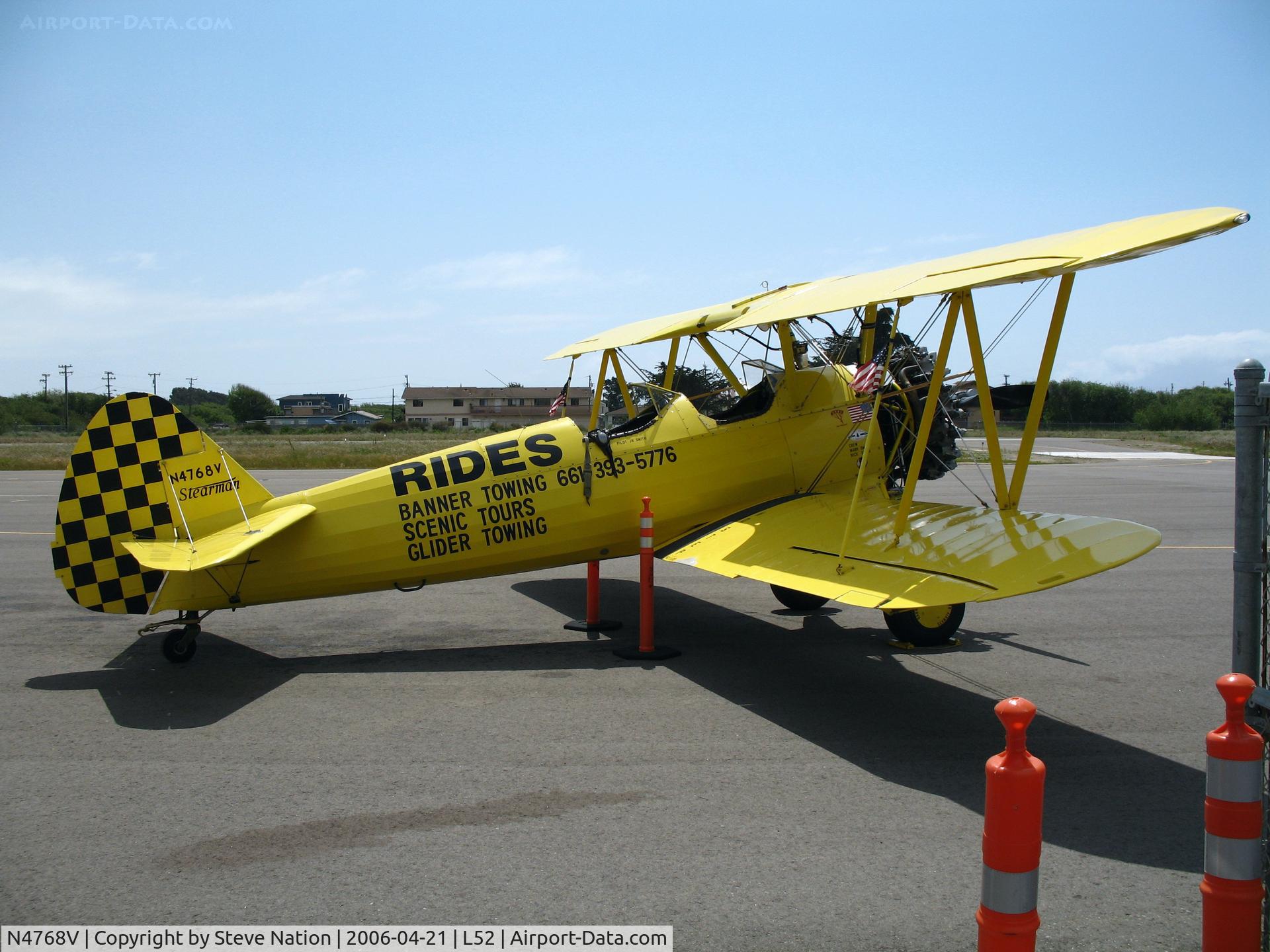 N4768V, Boeing E75 C/N 75-5737, Aircamp Biplane Rides Boeing E75 @ Oceano County Airport, CA