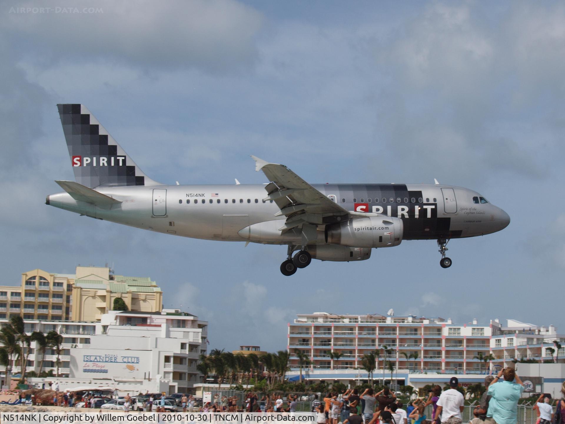 N514NK, 2006 Airbus A319-132 C/N 2679, Landing on Prinses Juliana Airport St Maarten