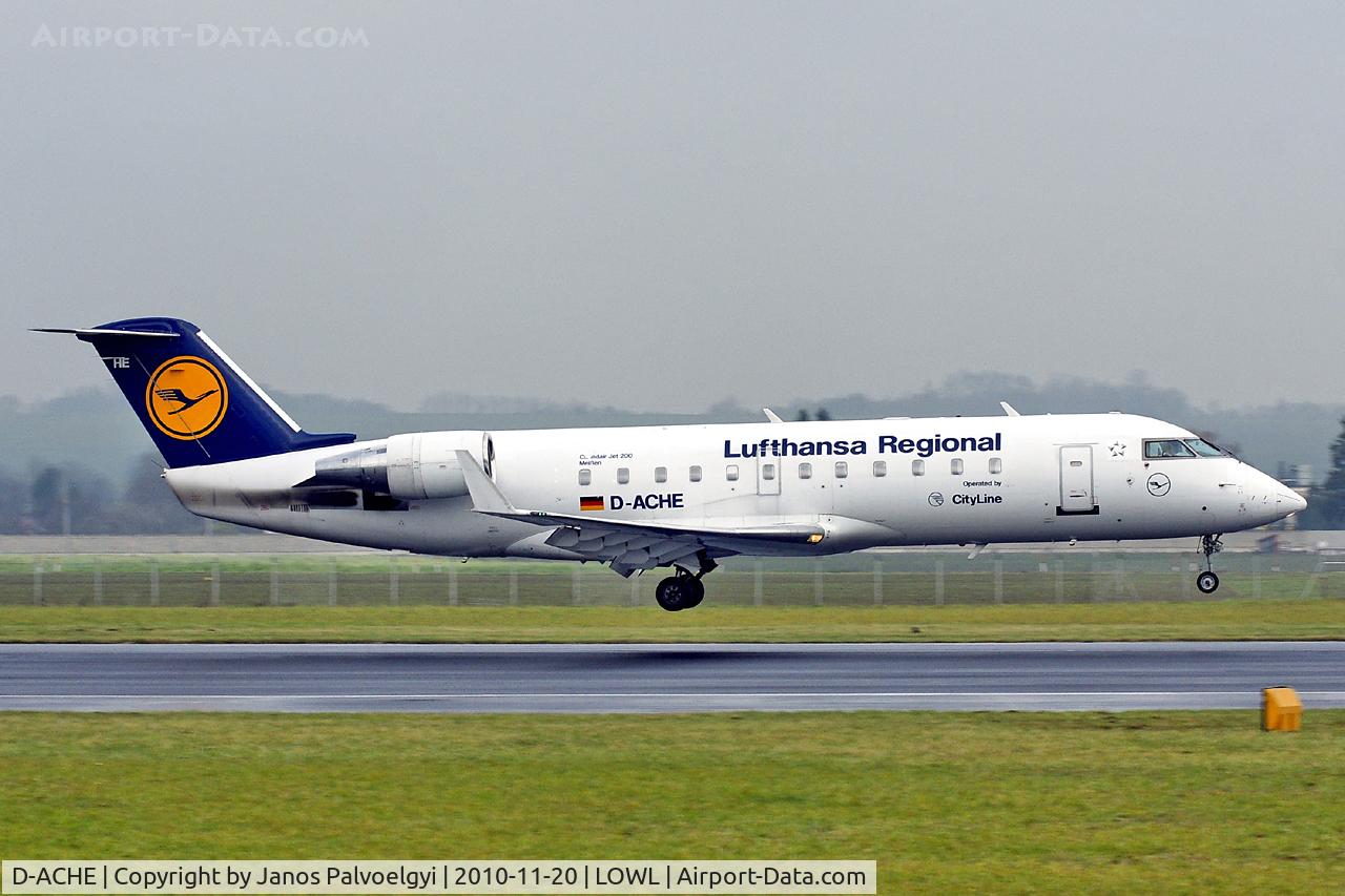 D-ACHE, 2000 Canadair CRJ-200LR (CL-600-2B19) C/N 7407, Lufthansa Regional (Lufthansa CityLine) Canadair CR-600-2B19 Regional Jet CRL-200LR landing in LOWL/LNZ