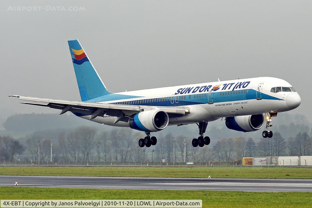 4X-EBT, 1991 Boeing 757-258/ER C/N 25036/356, Sun d`Or International Airlines Boeing B757-258 landing in LOWL/LNZ