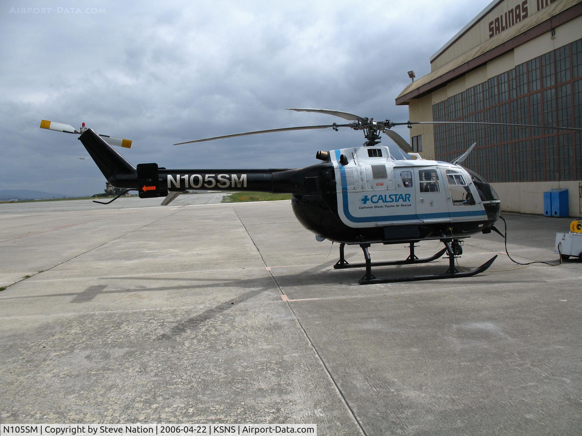 N105SM, 1981 MBB Bo-105S C/N S-549, CALSTAR/california shock trauma air rescue 1981 MBB BO-105S in old blue colors @ Salinas Municipal Airport, CA