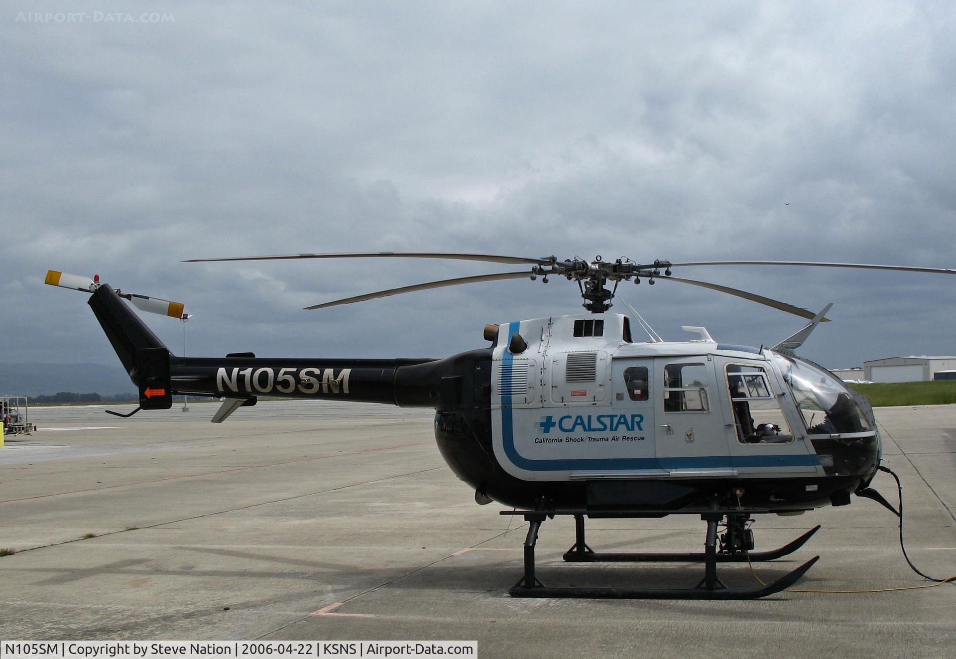 N105SM, 1981 MBB Bo-105S C/N S-549, CALSTAR/california shock trauma air rescue 1981 MBB BO-105S in old blue colors @ Salinas Municipal Airport, CA
