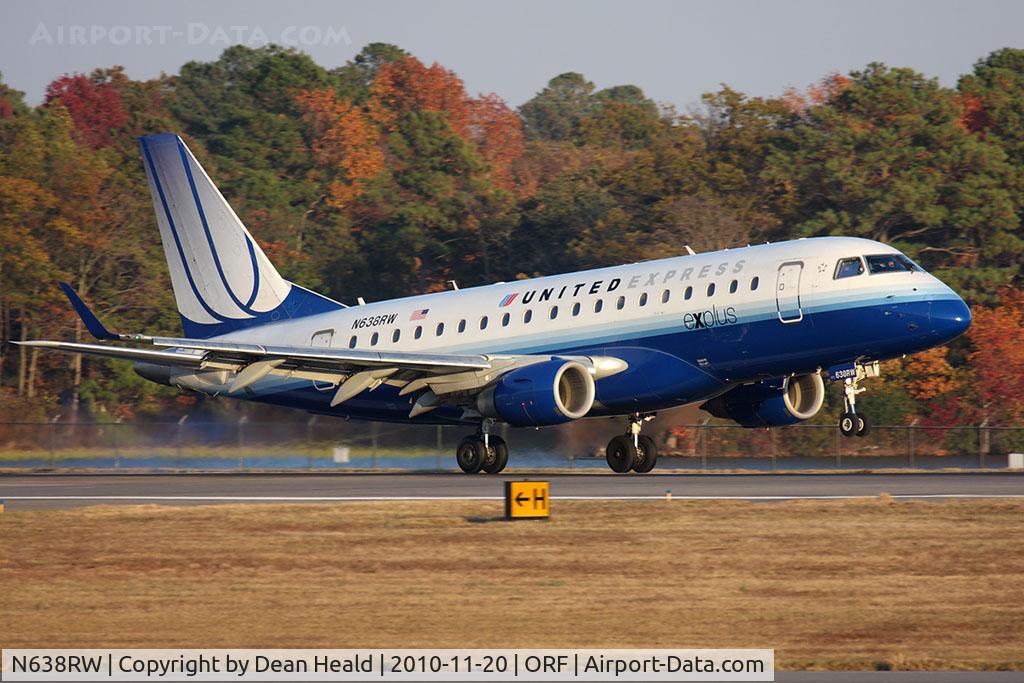 N638RW, 2004 Embraer 170SE (ERJ-170-100SE) C/N 17000053, United Express (Shuttle America) N638RW (FLT TCF7585) from Chicago O'Hare Int'l (KORD) landing RWY 23.