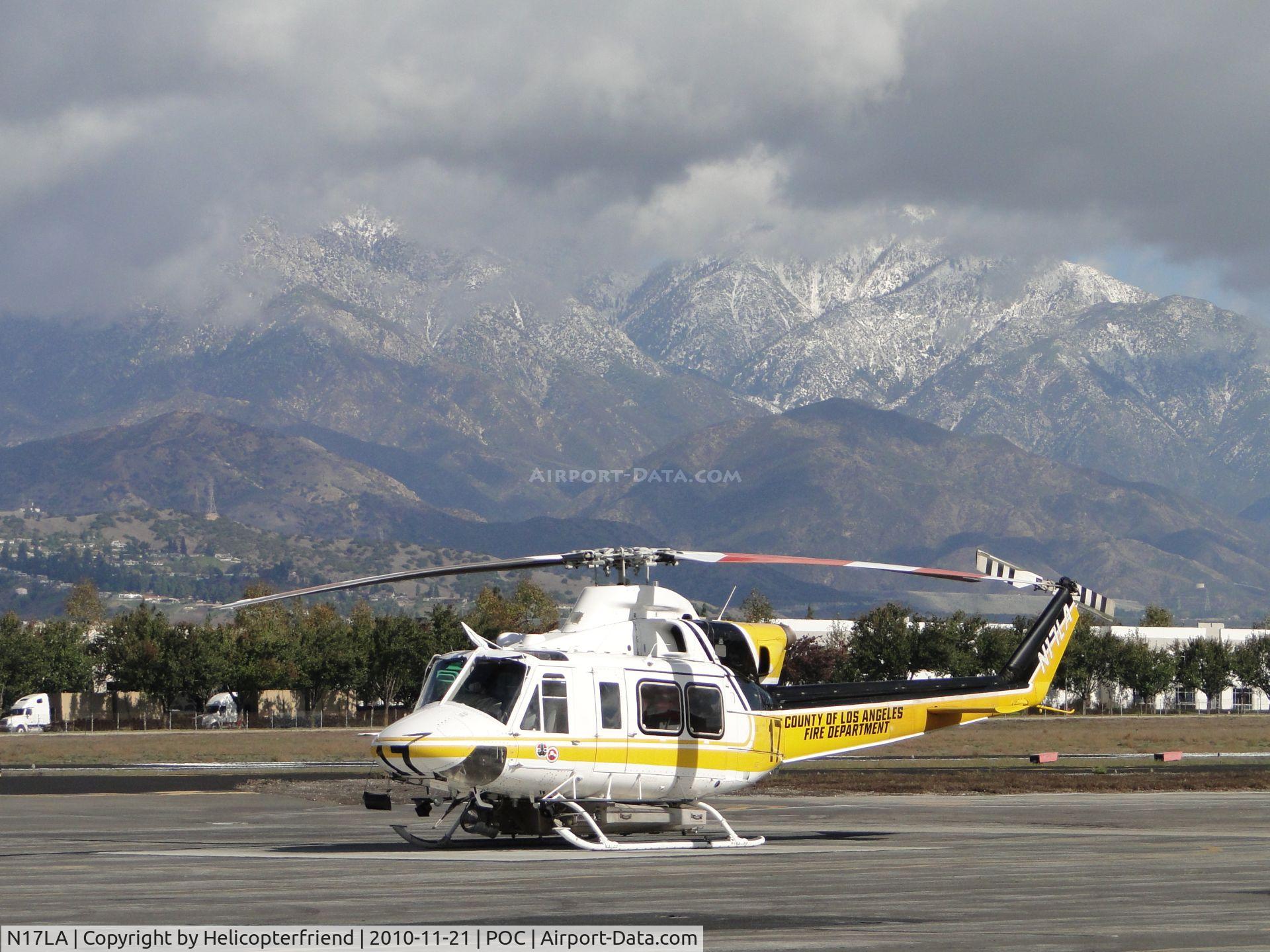 N17LA, 1992 Bell 412 C/N 36044, Parked south of the snowy mountains on LACO helipad