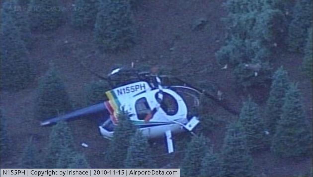 N155PH, 1977 Hughes 369D C/N 370101D, Arial photo of helicopter crash site